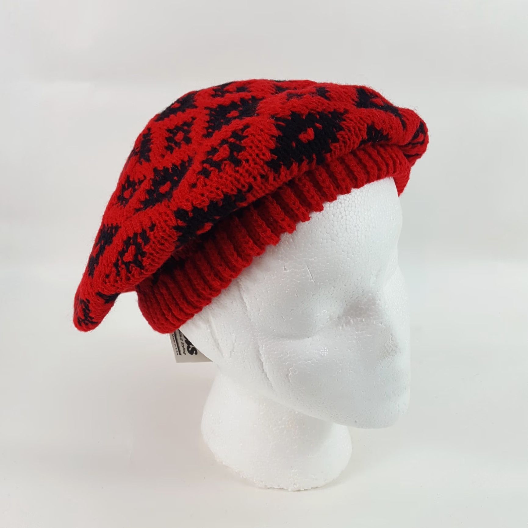 Vintage VINTAGE Vintage 80s Knit Wool Red Diamond French Beret Warm Winter Hat Womens One Size Size ONE SIZE - 5 Thumbnail