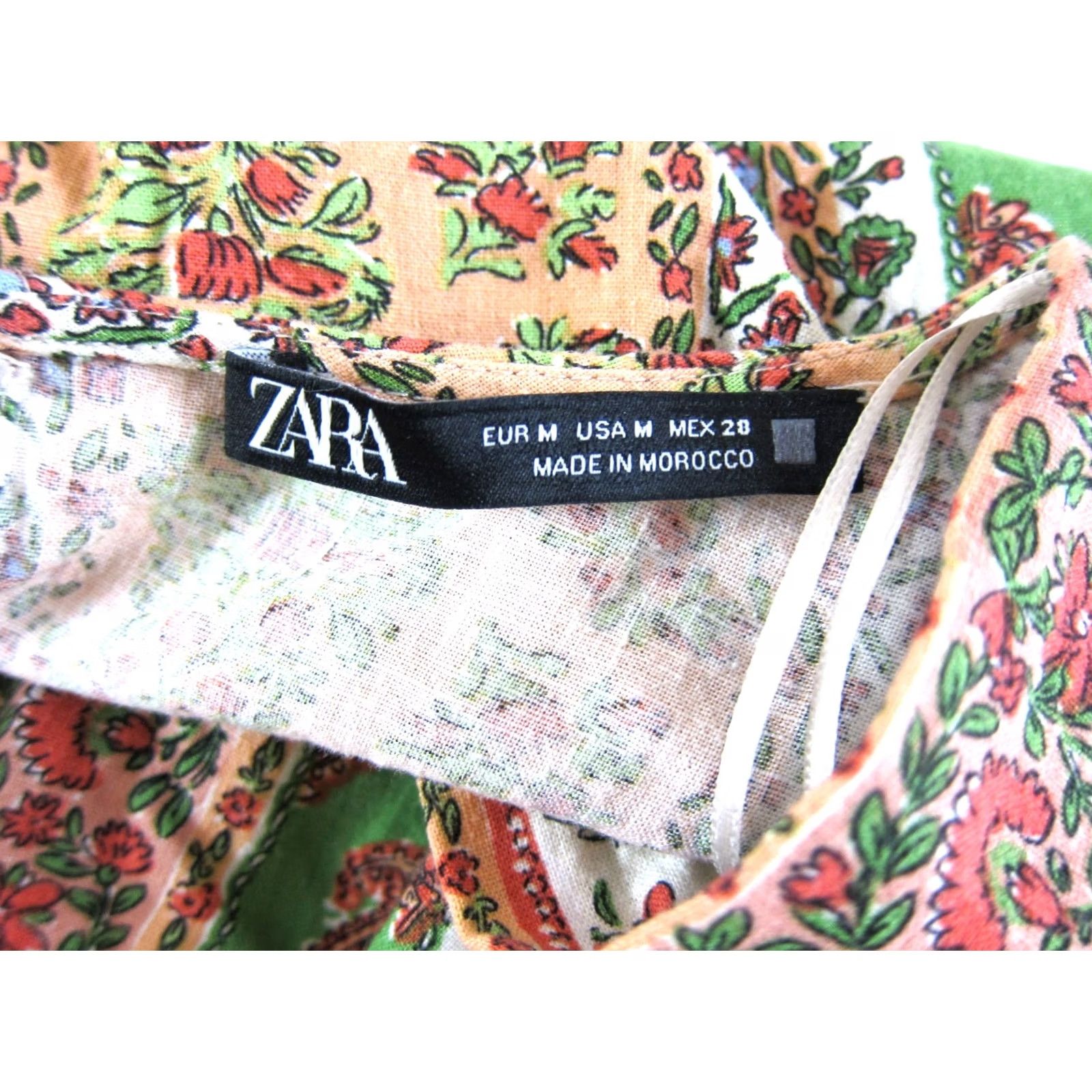 Zara ZARA Green Pink Floral Linen Rayon V-Neck Romper Jumpsuit Shorts Women Medium Size 32" / US 10 / IT 46 - 3 Thumbnail