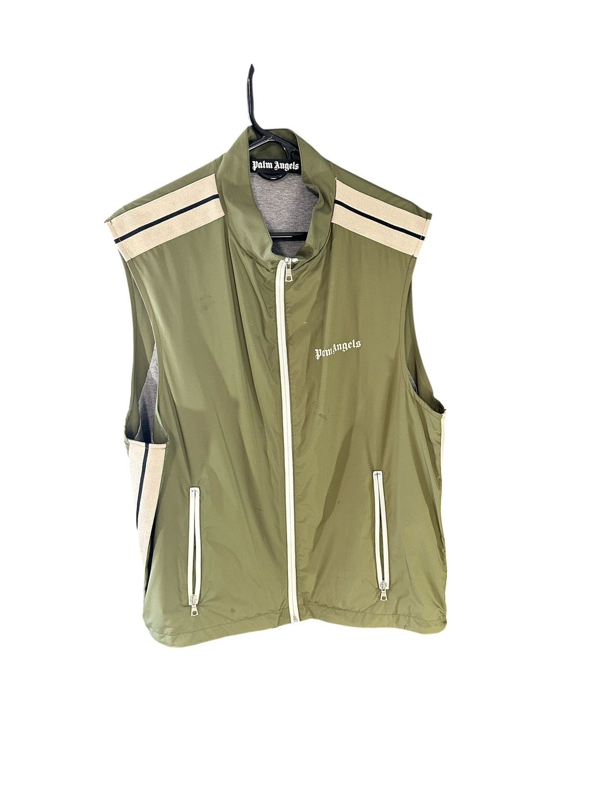 Palm Angels Palm Angels Vest Khaki Green Logo Stripe Sport DS Size US L / EU 52-54 / 3 - 1 Thumbnail