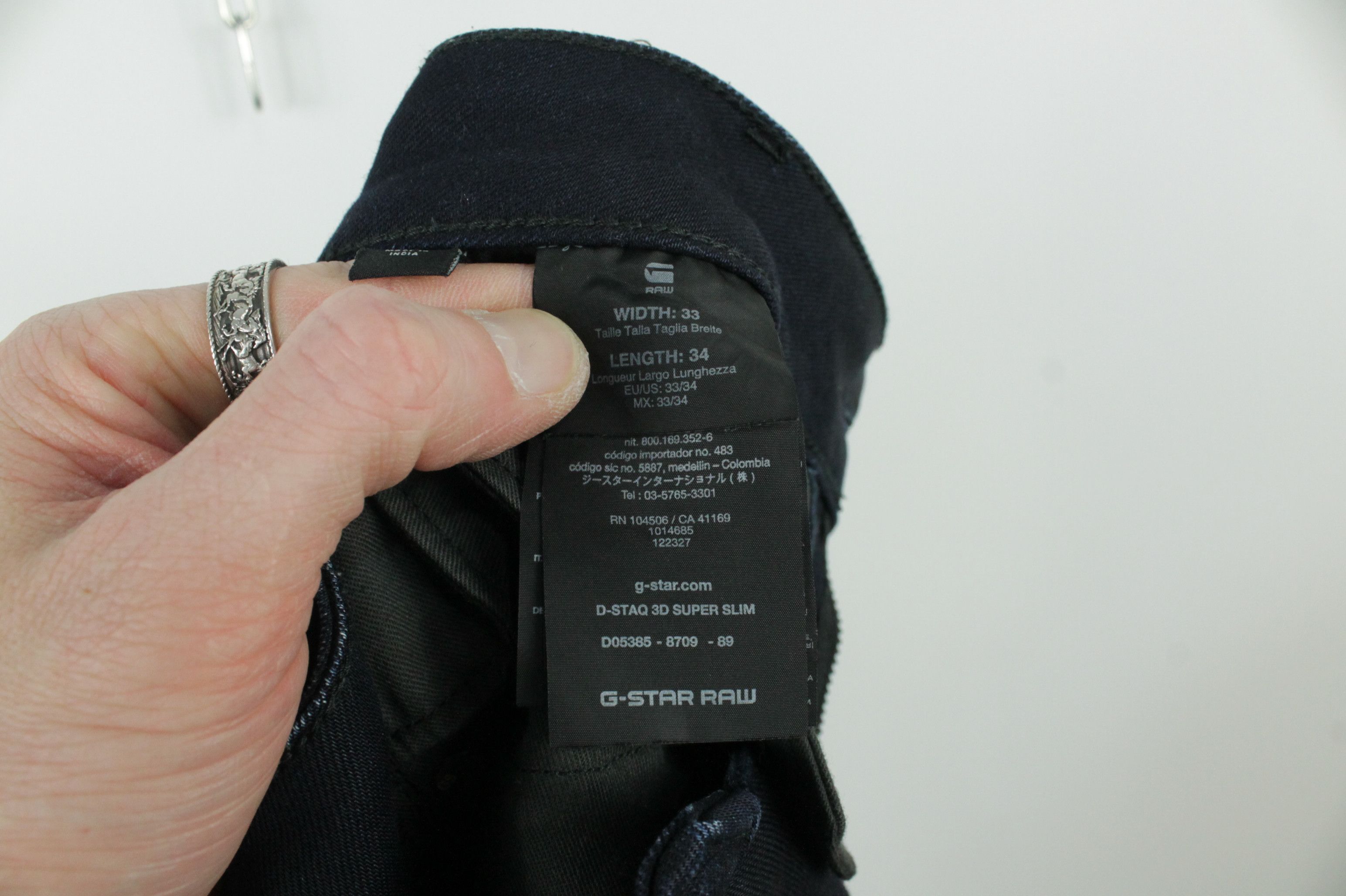 G-Star G-Star Raw D-Staq 3D Slim Dark Aged Denim Jeans Size US 33 - 14 Thumbnail