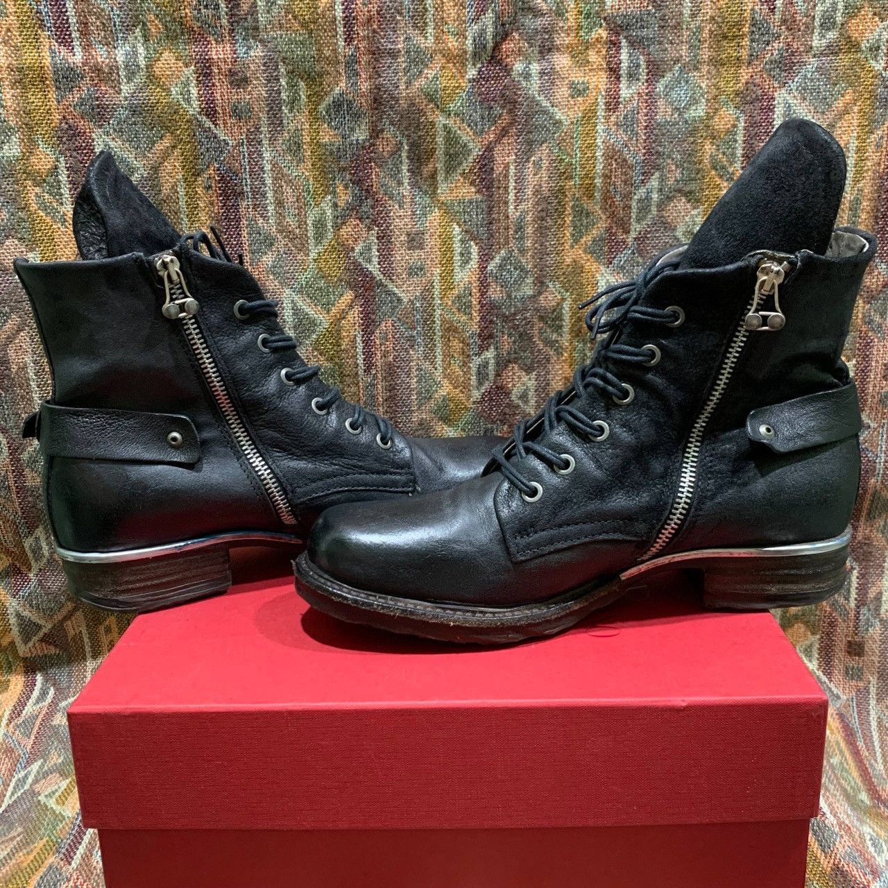 A.S.98 A.S.98 Airstep Black Leather Dibla Combat Biker Ankle Boots Size US 9 / IT 39 - 3 Thumbnail