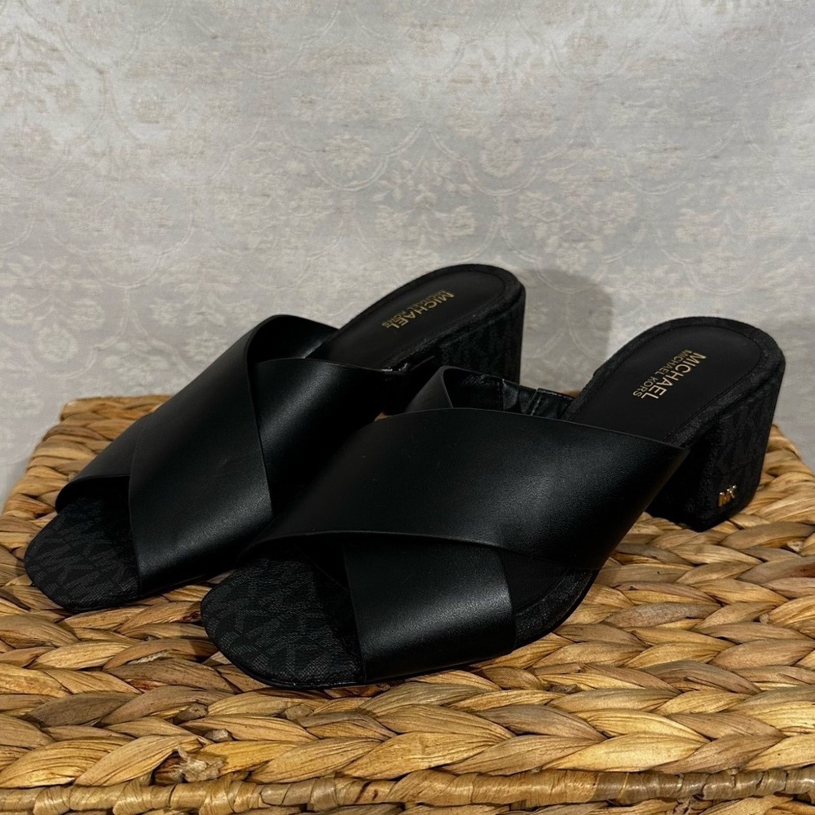 Michael Kors Michael Kors Crisscross Slide Sandal Black Heel Size 6.5 Size US 6.5 / IT 36.5 - 2 Thumbnail