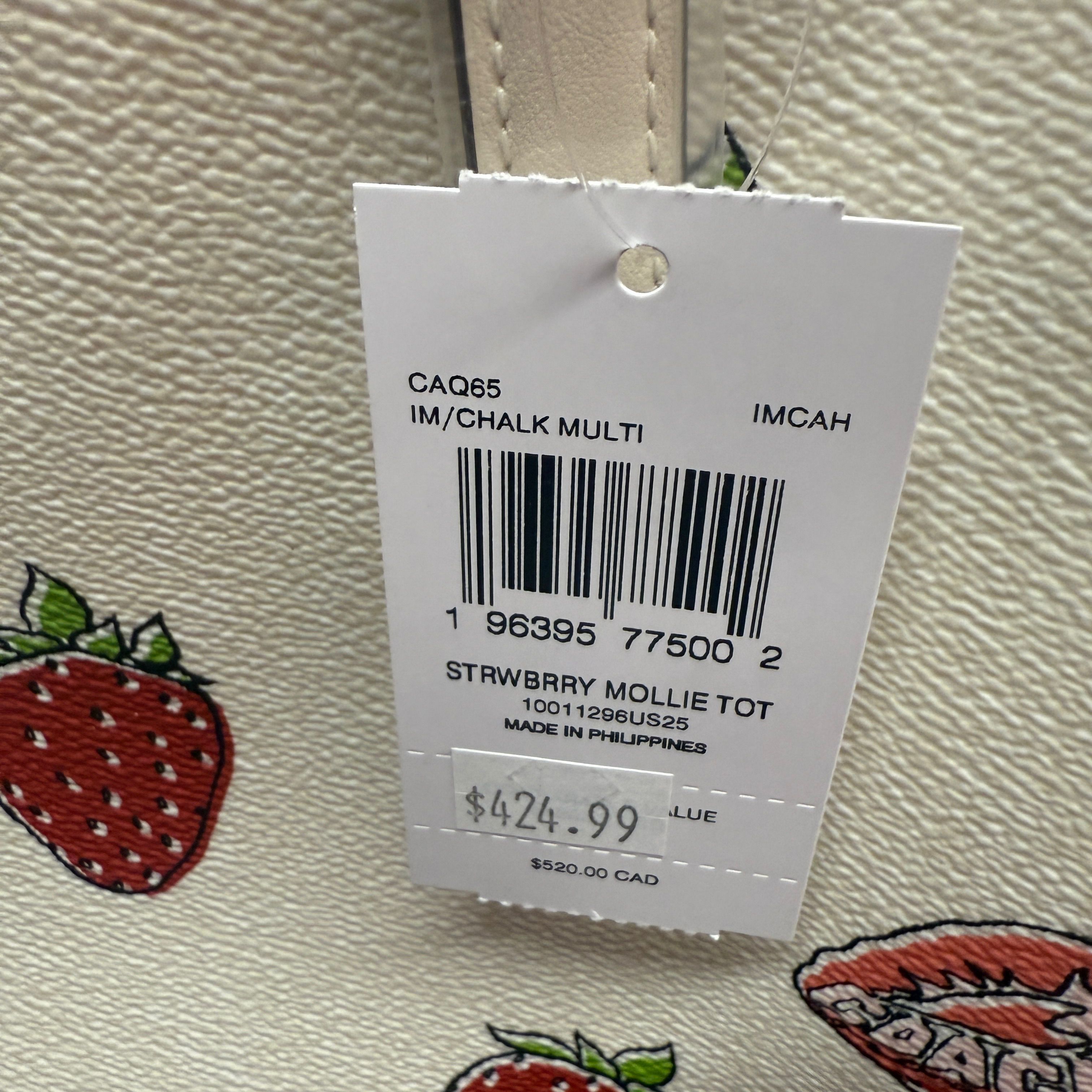 coach Mollie Tote Bag With Strawberry Print caq65