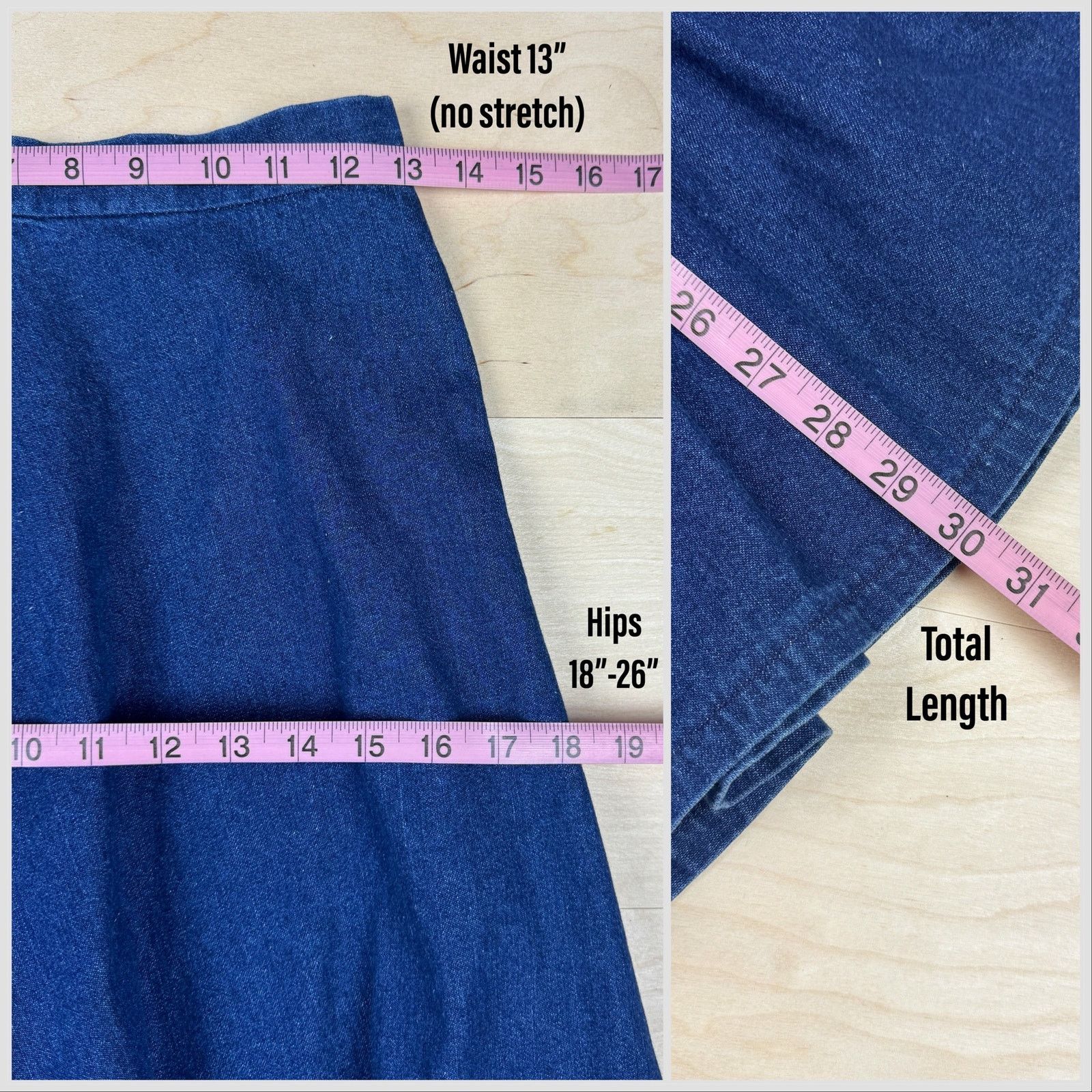 Vintage Vintage 1970s High Waist Dark Wash Ruffle Denim Midi Skirt Size 26" / US 2 / IT 38 - 6 Thumbnail