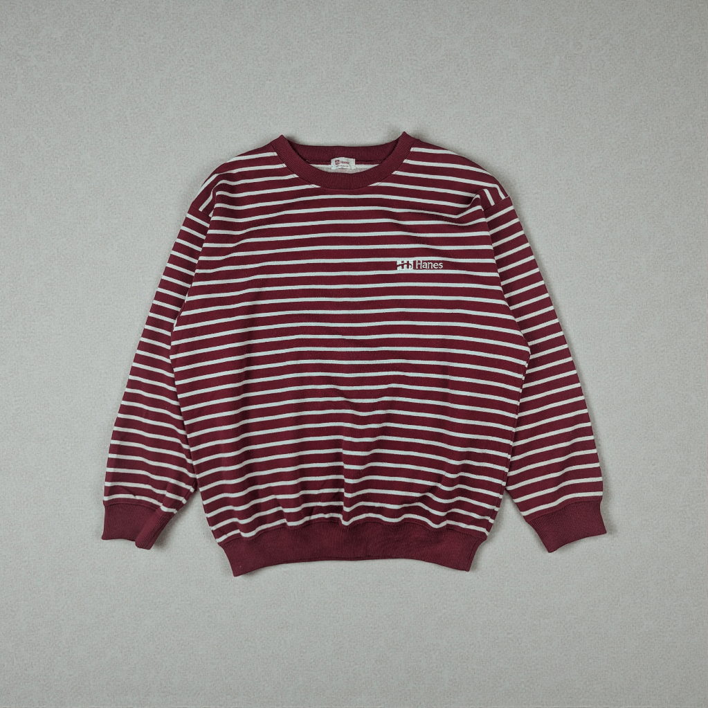 Hanes Vintage 90's HANES Red Striped Sweatshirts Size US M / EU 48-50 / 2 - 2 Thumbnail