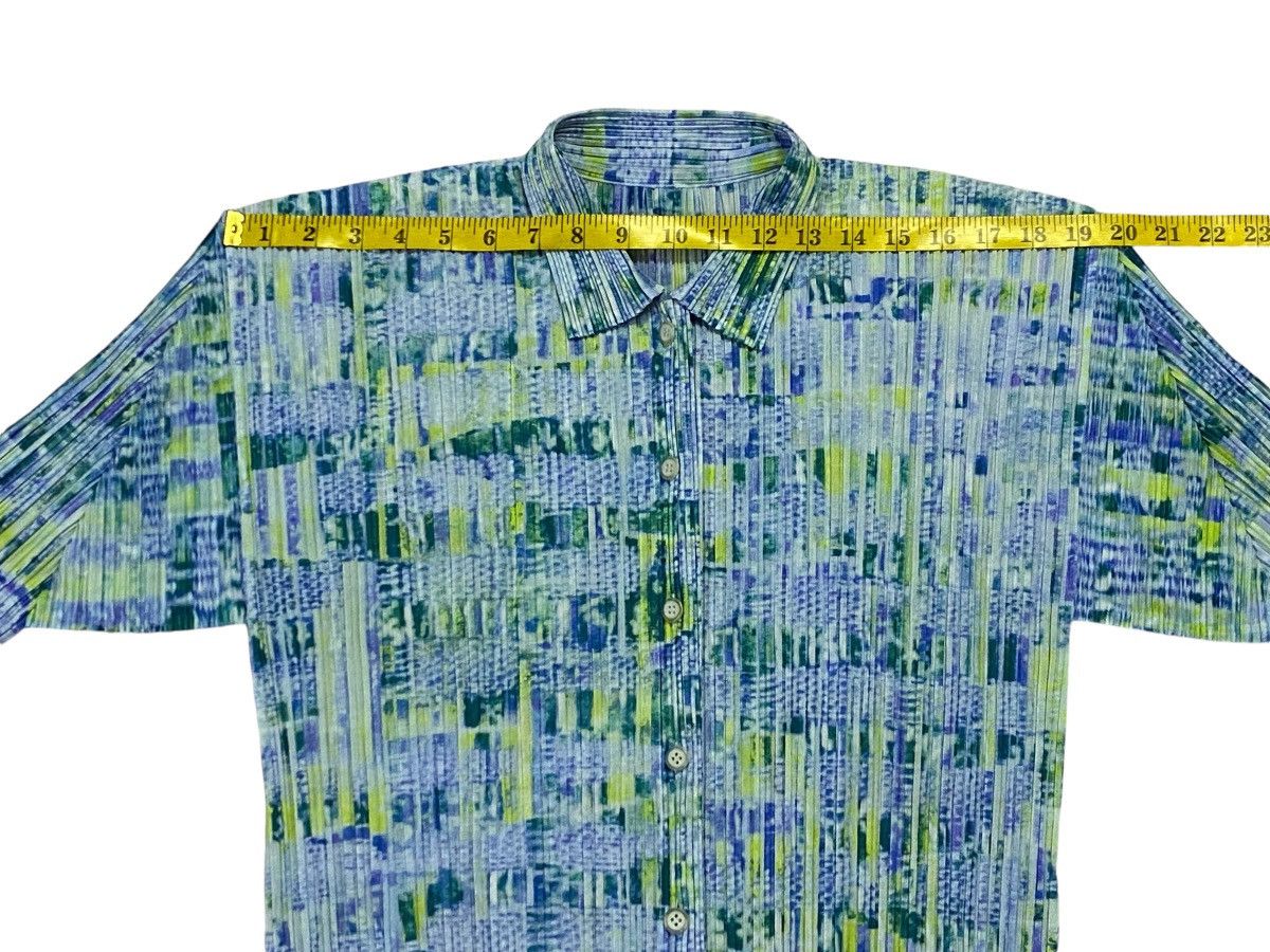 Issey Miyake × Pleats Please Issey Miyake Pleats Please Pleated Multicolor Top Short Sleeve Button Ups Size L / US 10 / IT 46 - 12 Thumbnail