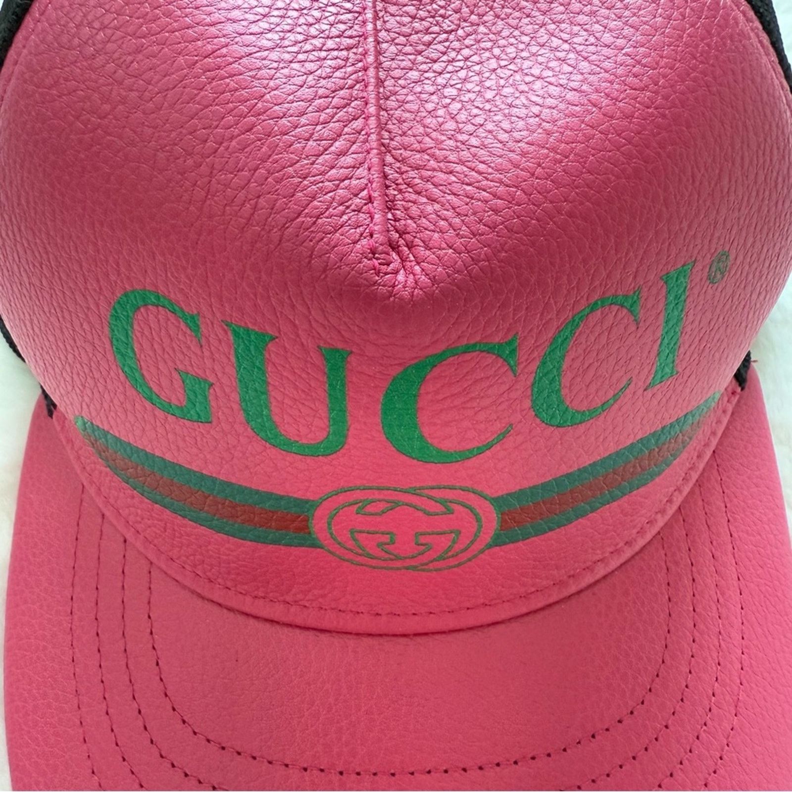 Gucci GUCCI grained calfskin logo print hat Authentic Size ONE SIZE - 2 Thumbnail
