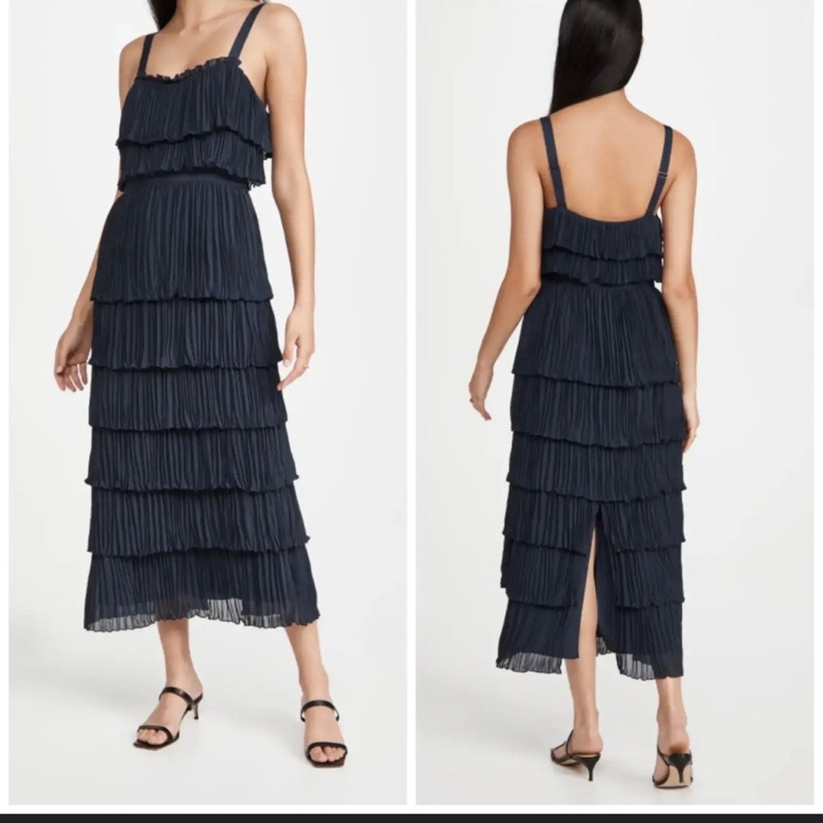 Cinq a Sept Cinq à Sept Elaine Ruffle Tier Midi Dress - Size 00 - Blue Size XXS / US 00 / IT 34 - 1 Thumbnail
