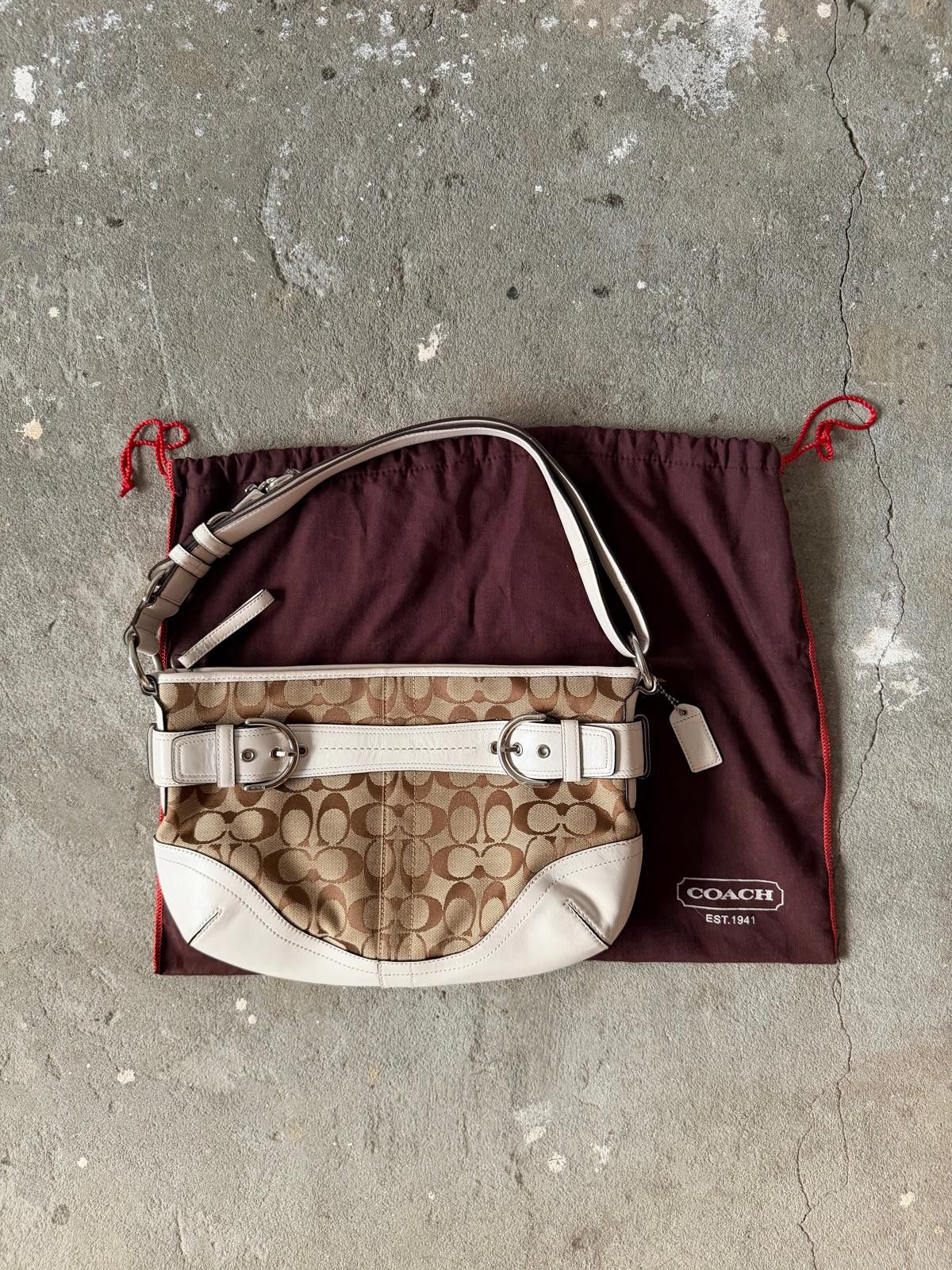 Coach Coach 2Way Signature Sufflette Shoulder Bag Beige/White Size ONE SIZE - 1 Thumbnail
