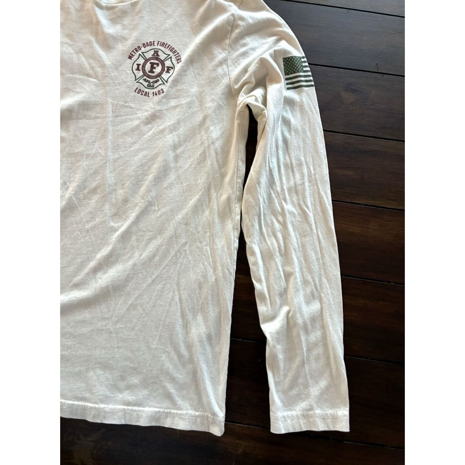 Next Level Firefighter Shirt Metro Dade Local 1403 Long Sleeve Men Large Miami White Size US L / EU 52-54 / 3 - 3 Thumbnail