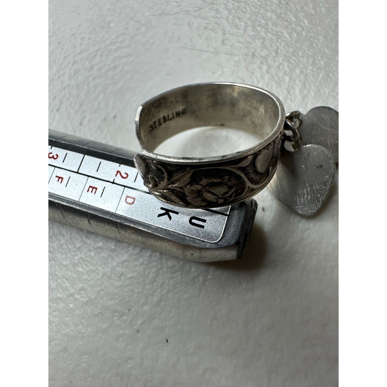 & Other Stories Sterling Silver Forget Me Not Band Ring Heart Charms Size 7 Size ONE SIZE - 2 Thumbnail