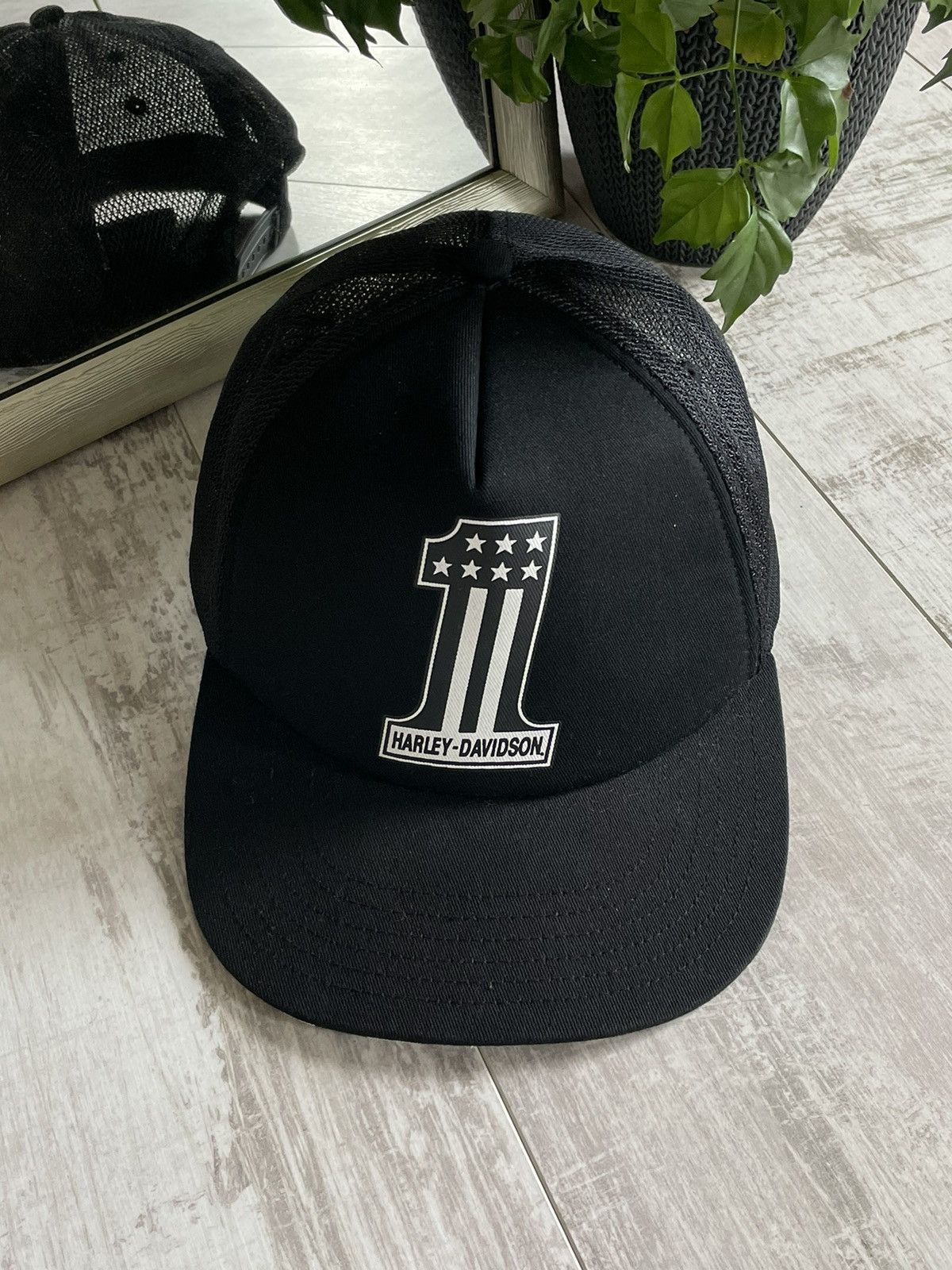Harley Davidson × Vintage Vintage Harley Davidson #1 Black Hat Cap Racing Motorcycle Size ONE SIZE - 1 Thumbnail