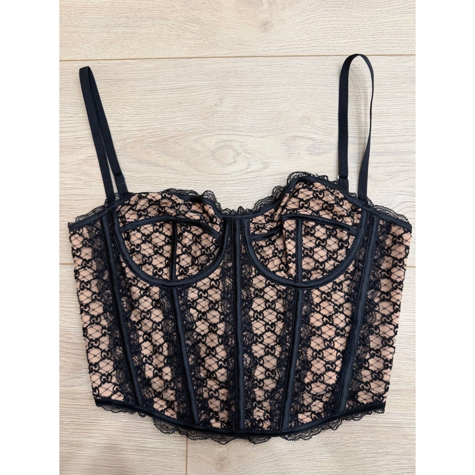 Gucci Gucci GG Net Corset Black Nude Lace Logo Bustier Top Medium Size M / US 6-8 / IT 42-44 - 2 Thumbnail