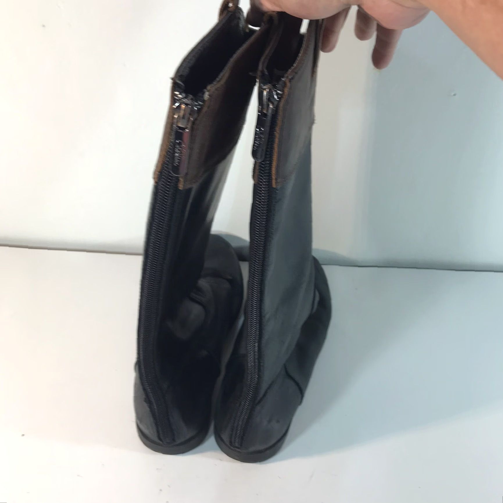 Cole Haan Cole Haan Air Nancy Boots Womens Size 3 Blk/Brn Leather Mid-Calf Zip Size US 5.5 / IT 35.5 - 3 Thumbnail