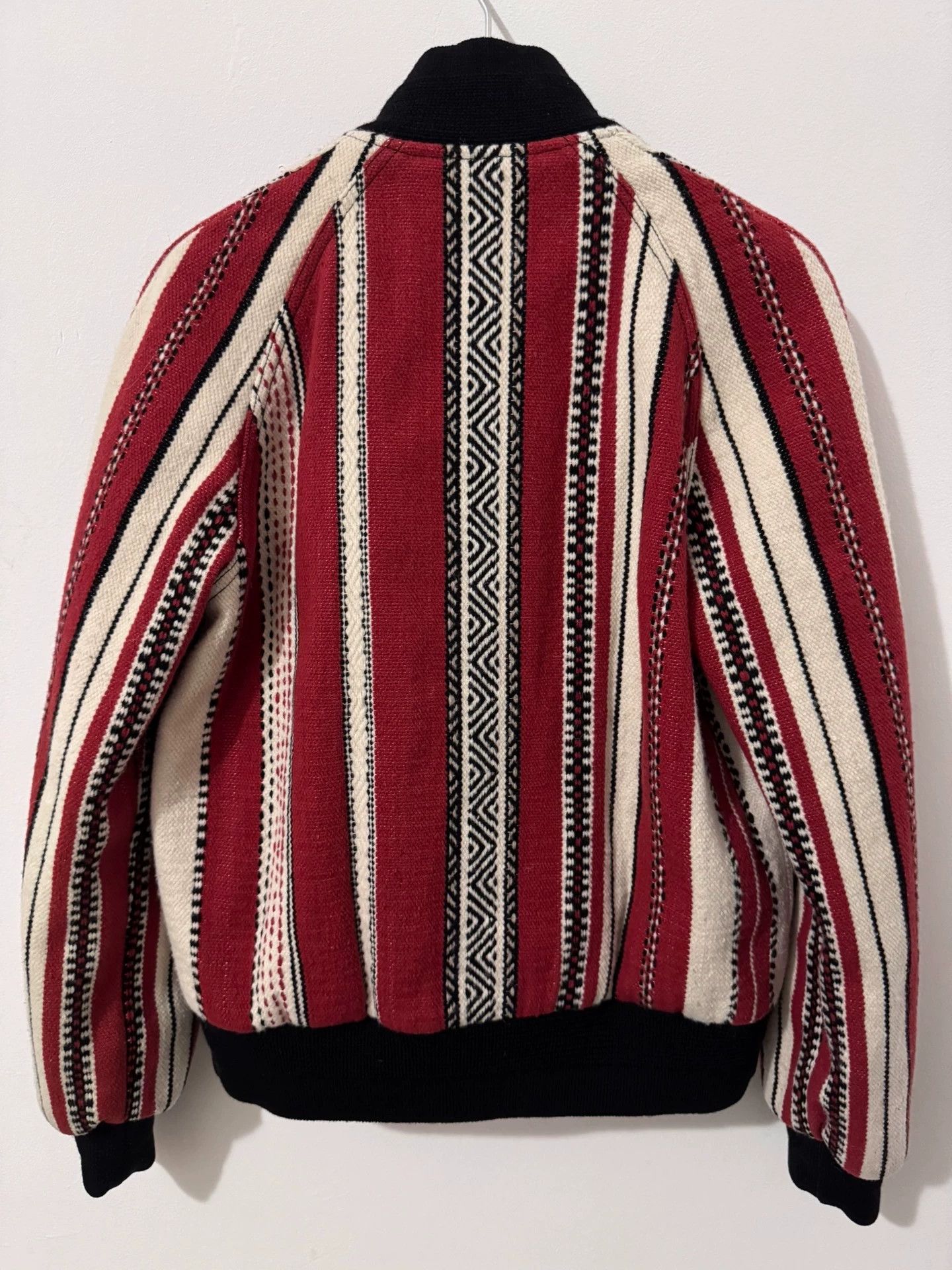 Saint Laurent Paris Saint Laurent Wool Striped Red and White Baseball Jacket Size M / US 6-8 / IT 42-44 - 2 Thumbnail