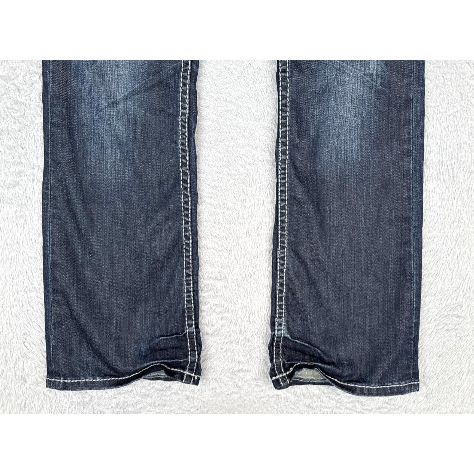 Denime Women Embellished Jeans Blue 28x30 Low Rise Bootcut Rhinestone Flap Pocket Denim Size 28" / US 6 / IT 42 - 2 Thumbnail