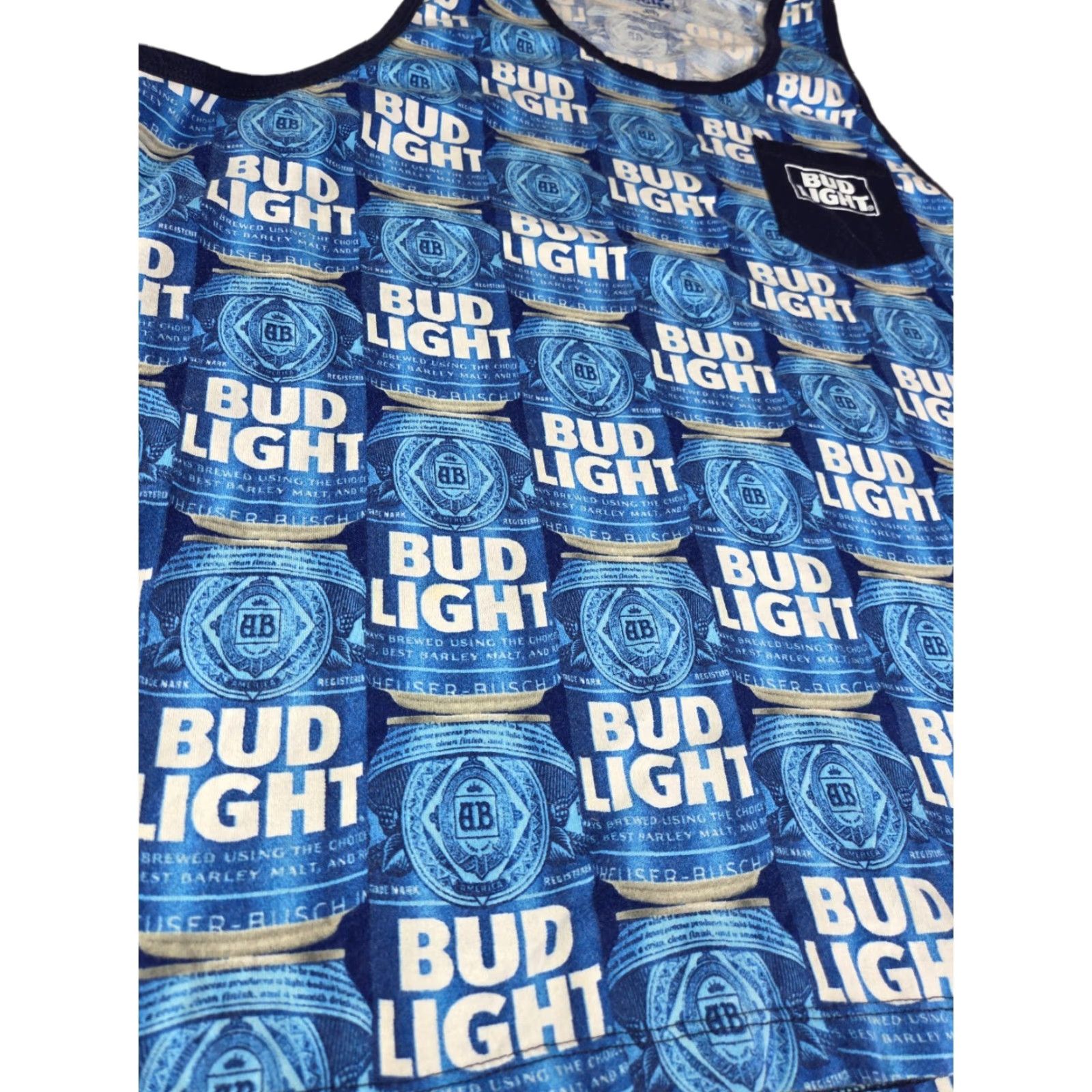 Vintage Bud Light Tank Top Mens 2XL Blue White AOP Graphic Shirt Size US XXL / EU 58 / 5 - 1 Thumbnail