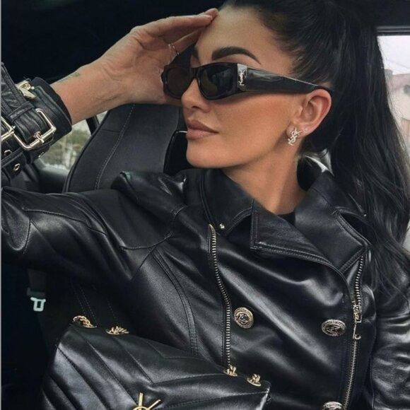 Saint Laurent Paris Saint Laurent SLM140 001 Sunglasses Black Rectangle Frame Size ONE SIZE - 1 Thumbnail