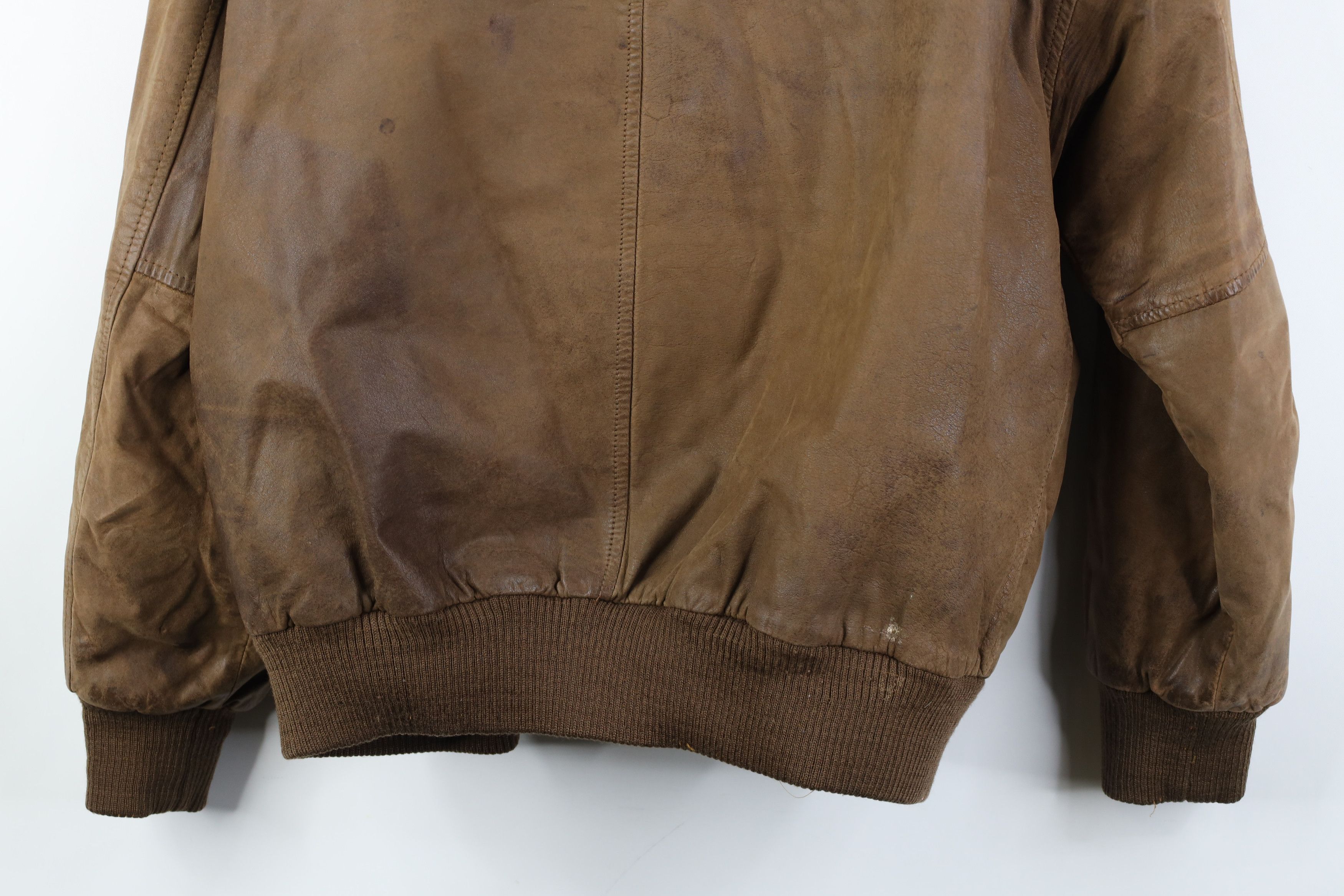 Vintage Vintage 90s Streetwear Leather Flight Bomber Jacket Brown Size M / US 6-8 / IT 42-44 - 19 Thumbnail