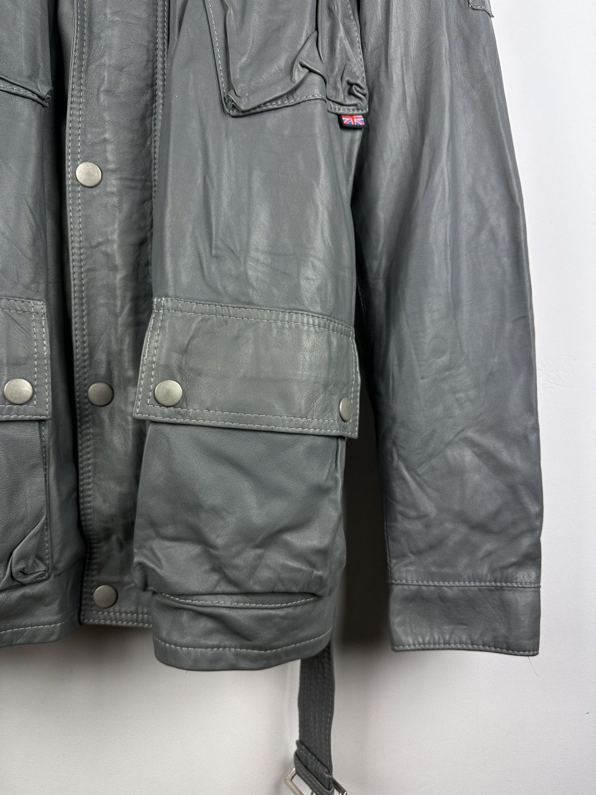 Belstaff NWT Belstaff Centaur Gray Belted Leather Jacket Man Size US L / EU 52-54 / 3 - 15 Thumbnail