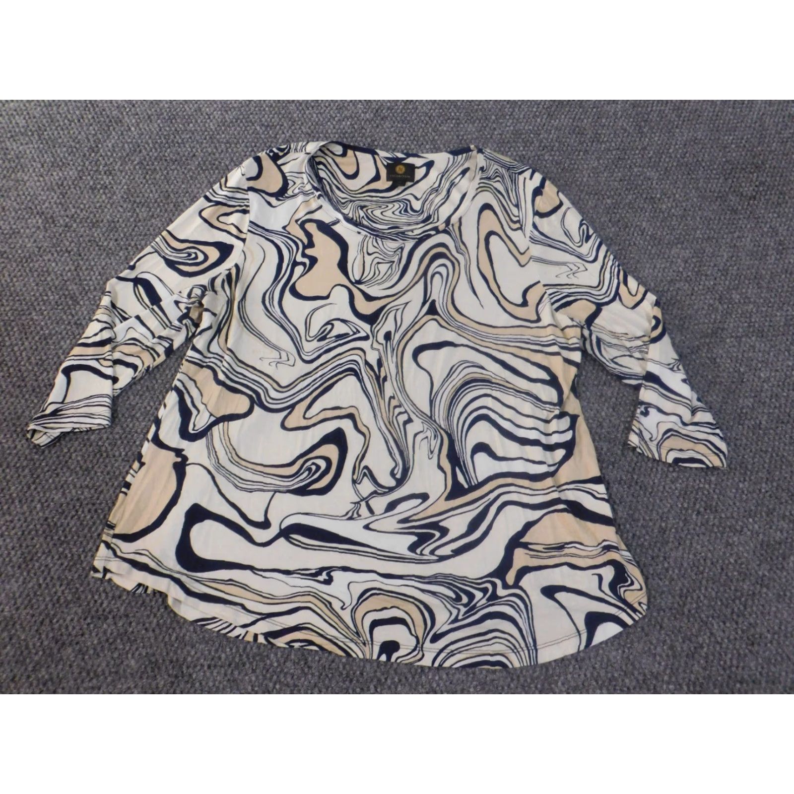 JM Collection JM Collection Blouse Shirt Womens XL Beige Geometric Knit Rayon Stretch Casual Knit Size XL / US 12-14 / IT 48-50 - 4 Thumbnail