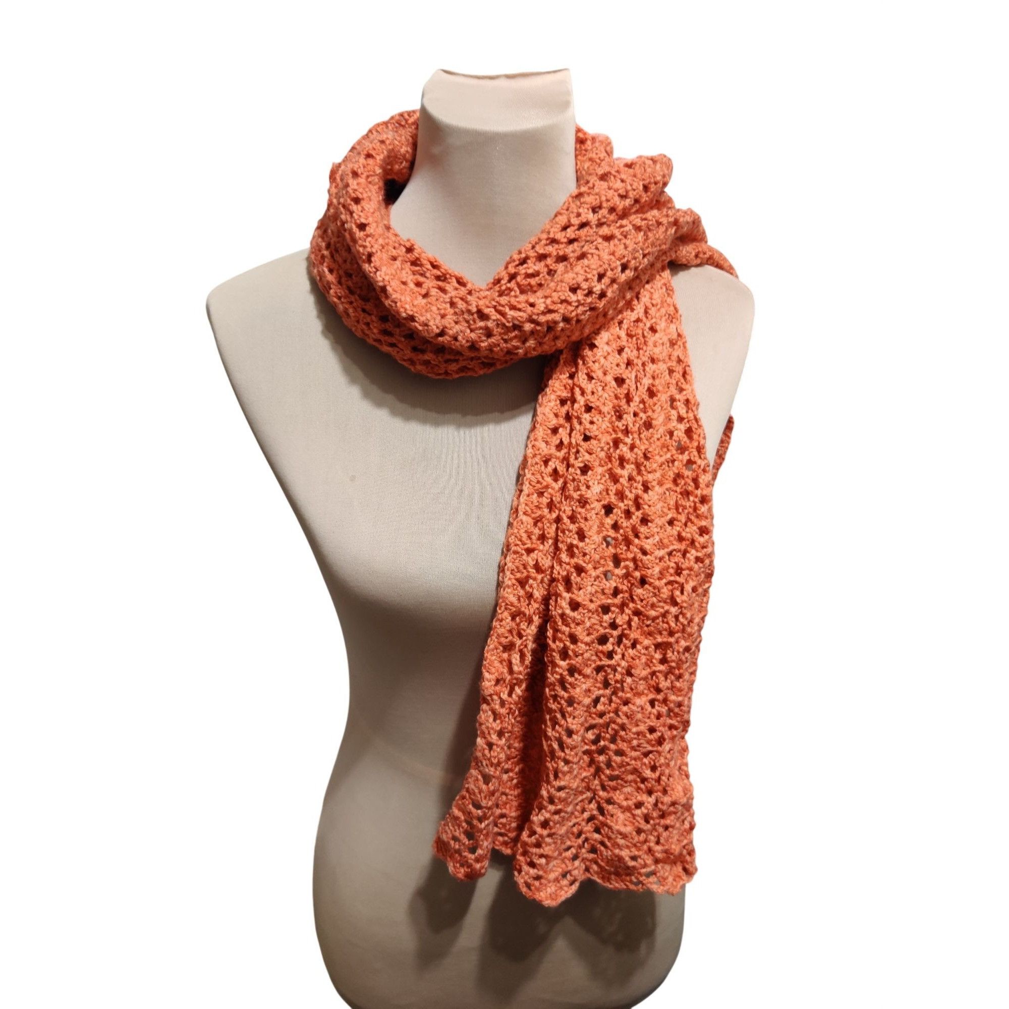 Handmade Handmade Rust Crochet Scarf Open Lace Stitch Vintage Boho Fa Size ONE SIZE - 8 Thumbnail