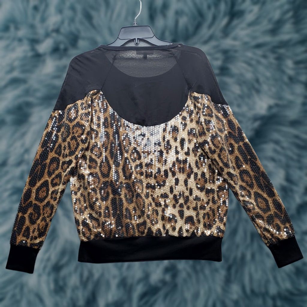 Vintage Buffalo Sweatshirt Womens S Multi Leopard Print Sequin Round Neck Casual Pullover Shirt Jacket? Size S / US 4 / IT 40 - 1 Thumbnail