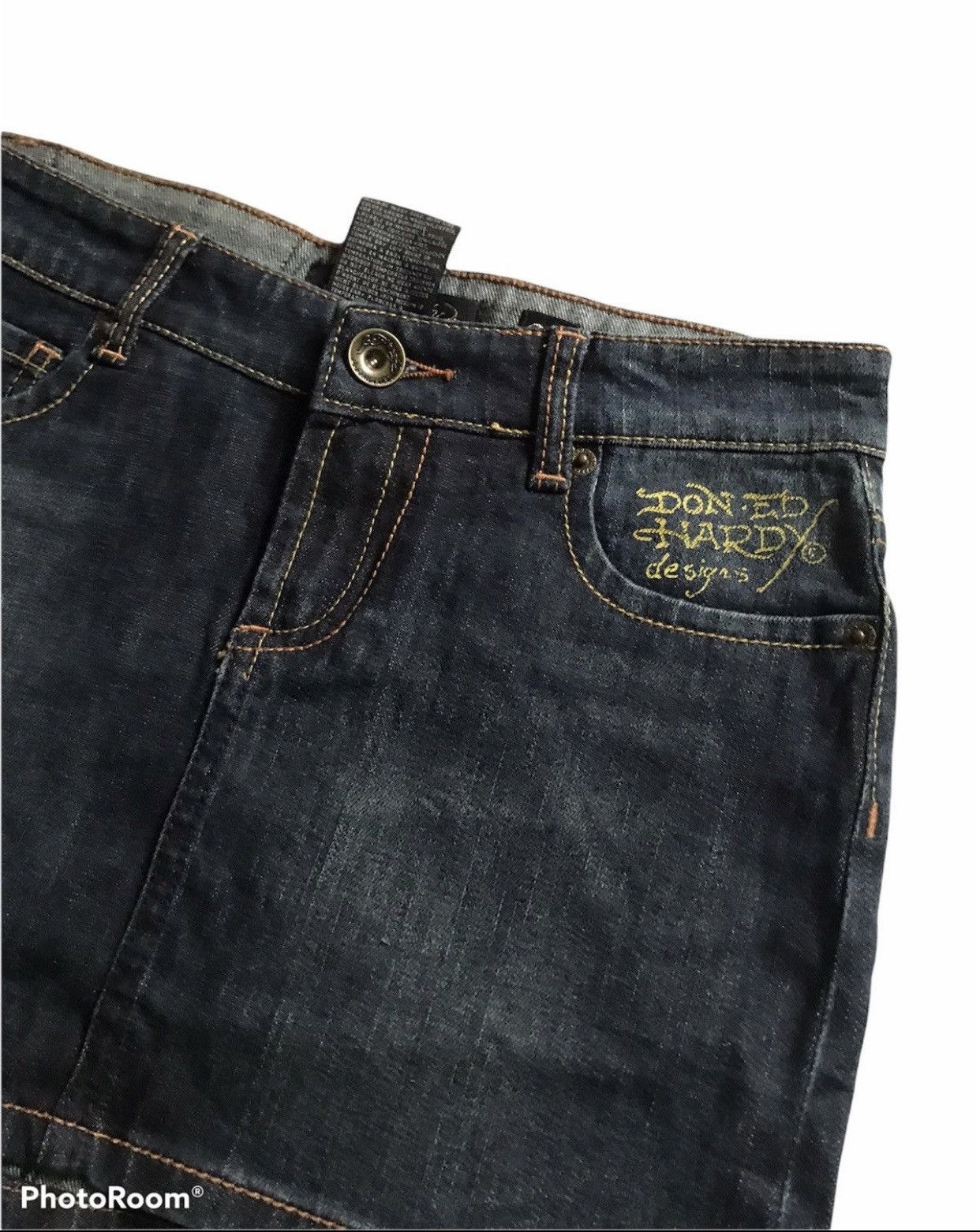 Ed Hardy × Japanese Brand Ed Hardy Spellout Denim Skirt Size 27" / US 4 / IT 40 - 4 Thumbnail