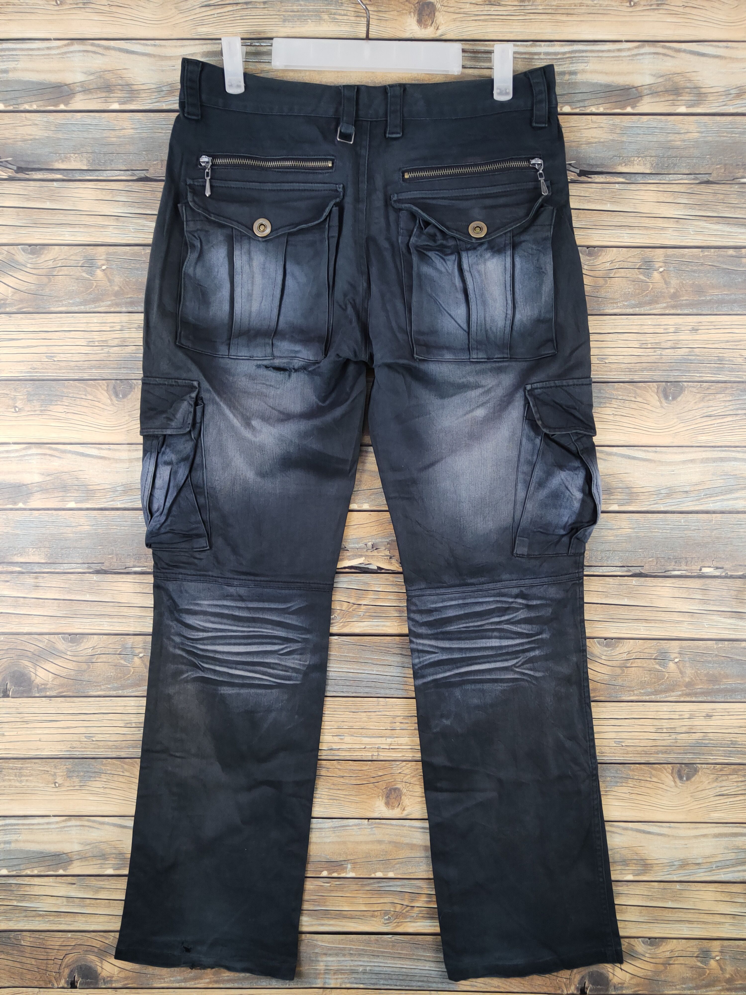 LOWBOX Lowbox Black faded Multipocket Tactical Cargo Pants #W1311 Size US 32 / EU 48 - 7 Thumbnail