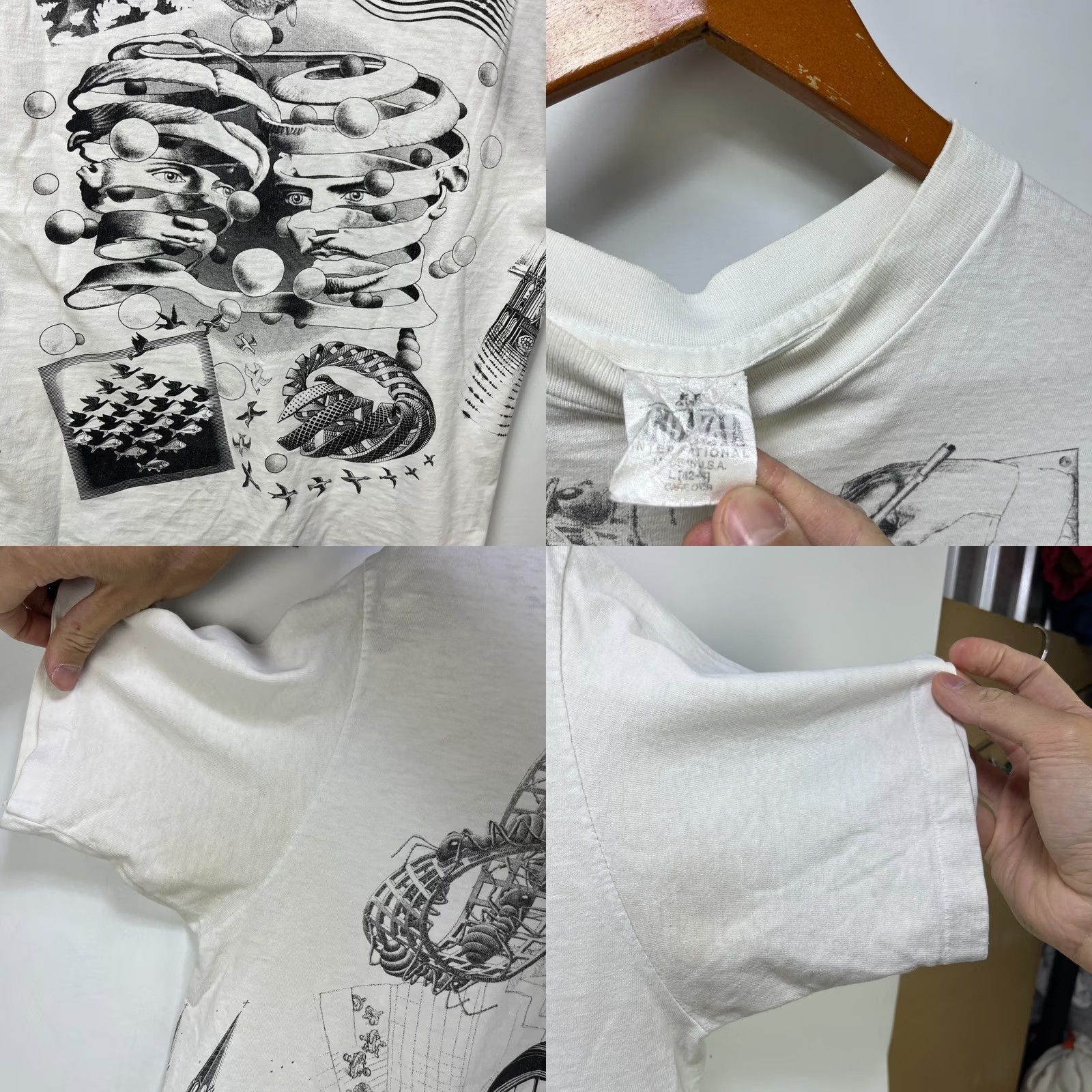 Doublet VINTAGE 90s MC Escher Double Sided Art T Shirt Large Mens Short Sleeve Crew Neck White Cotton Polyester Graphic Print Pockets Logo 90s Art Size US L / EU 52-54 / 3 - 8 Thumbnail