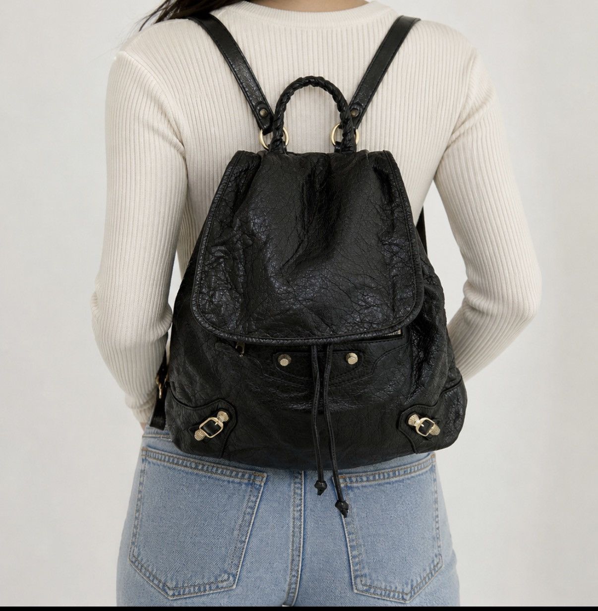 Balenciaga BALENCIAGA Black Lambskin Leather Giant 12 Silver Backpack Size ONE SIZE - 13 Thumbnail