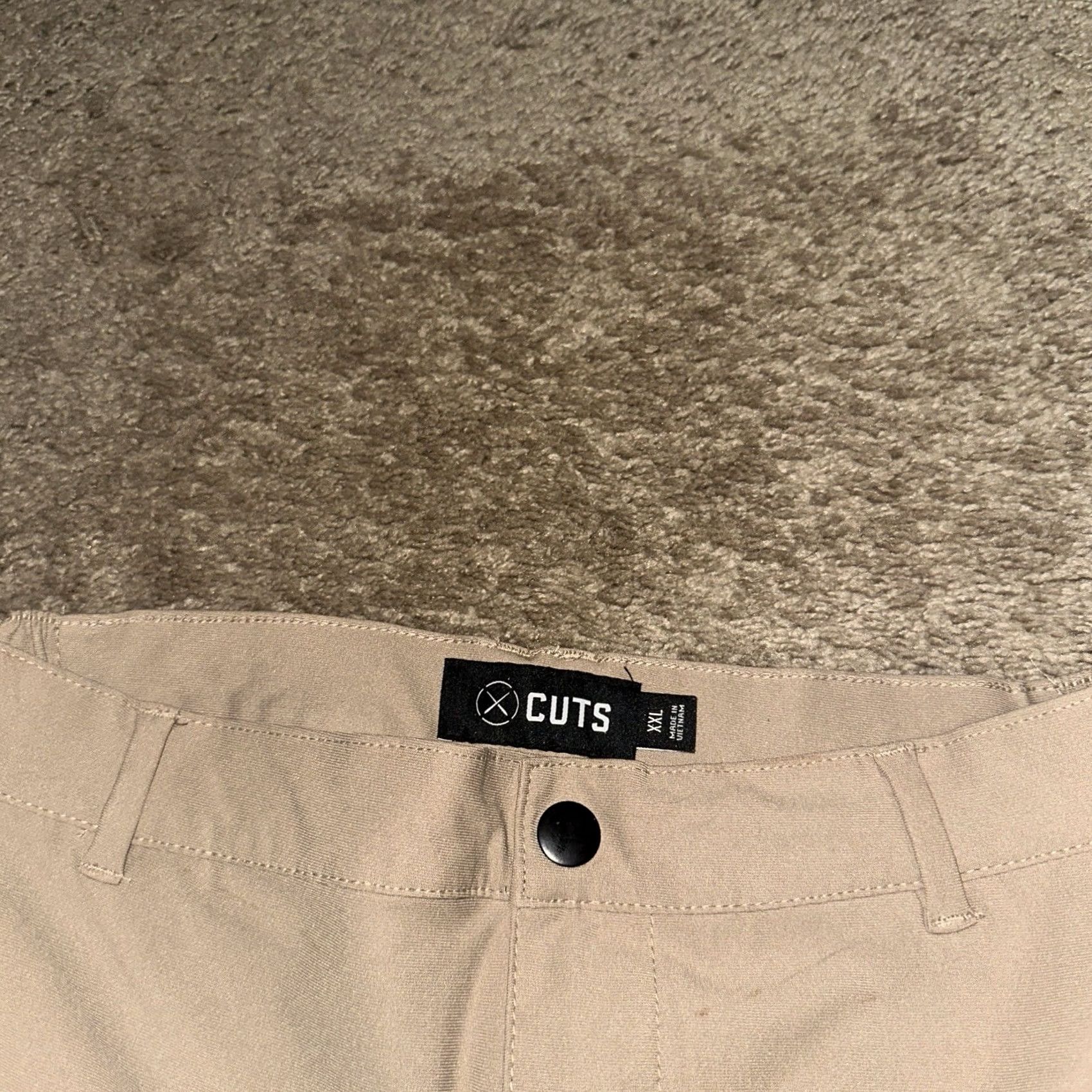UES Clothing CUTS Pants Mens 2XL Jogger Performance Stretch Zip Pocket Tapered Khaki Beige City Preppy Sports Mens Size US 39 - 2 Thumbnail
