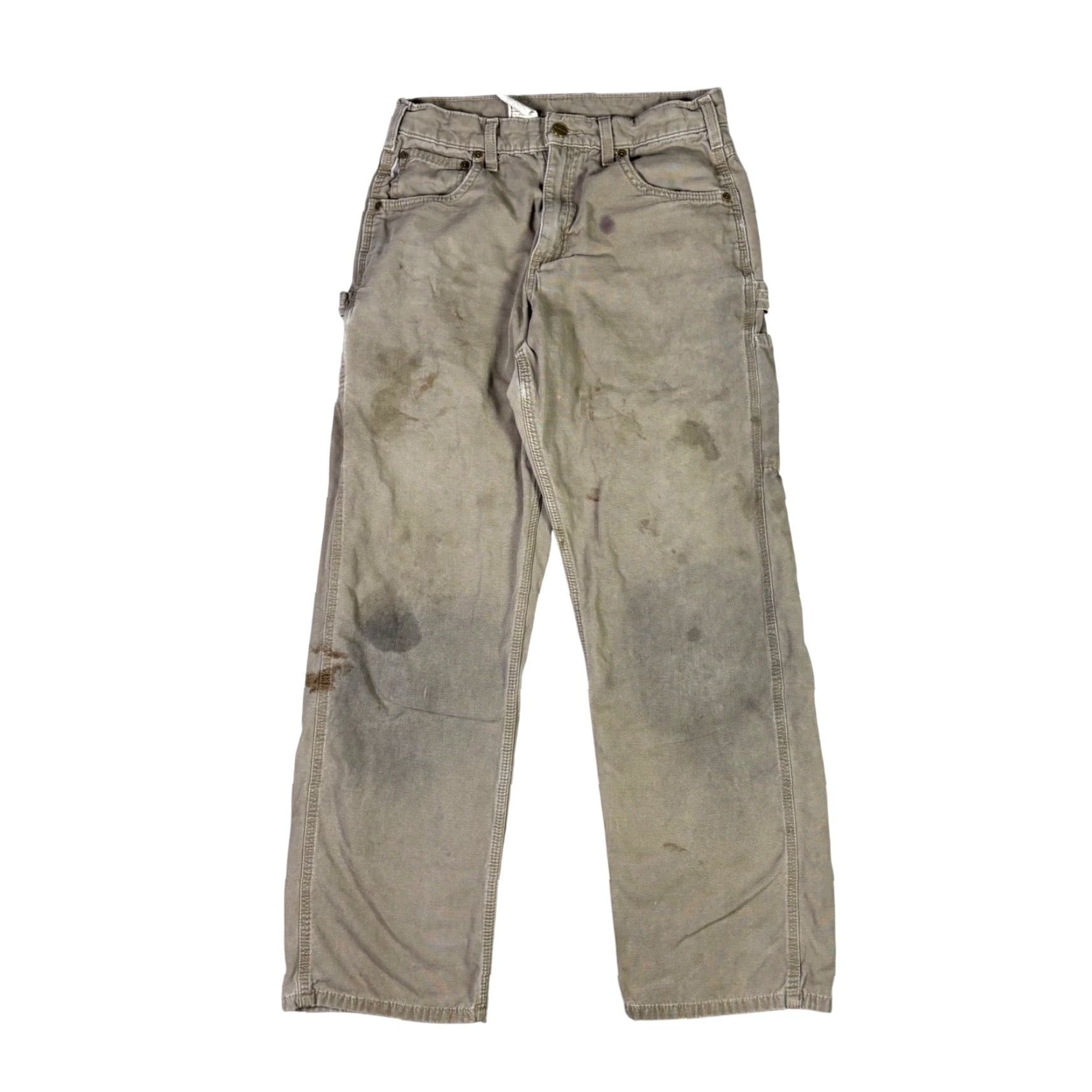 Carhartt VINTAGE Carhartt Carpenter Pants Mens 28x30 90s Distressed Canvas Beige B159 MUS Workwear Pants Size US 30 / EU 46 - 2 Thumbnail