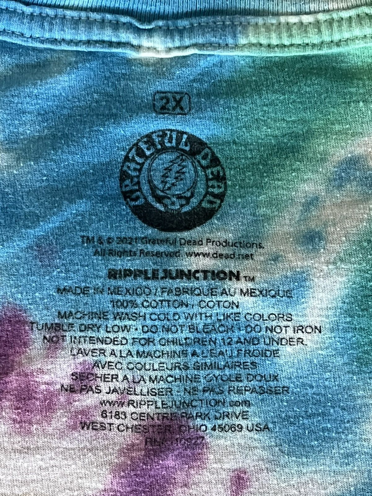 Band Tees Grateful Dead Tie Dye Skeleton Roses Tee 2XL Size US XXL / EU 58 / 5 - 4 Thumbnail