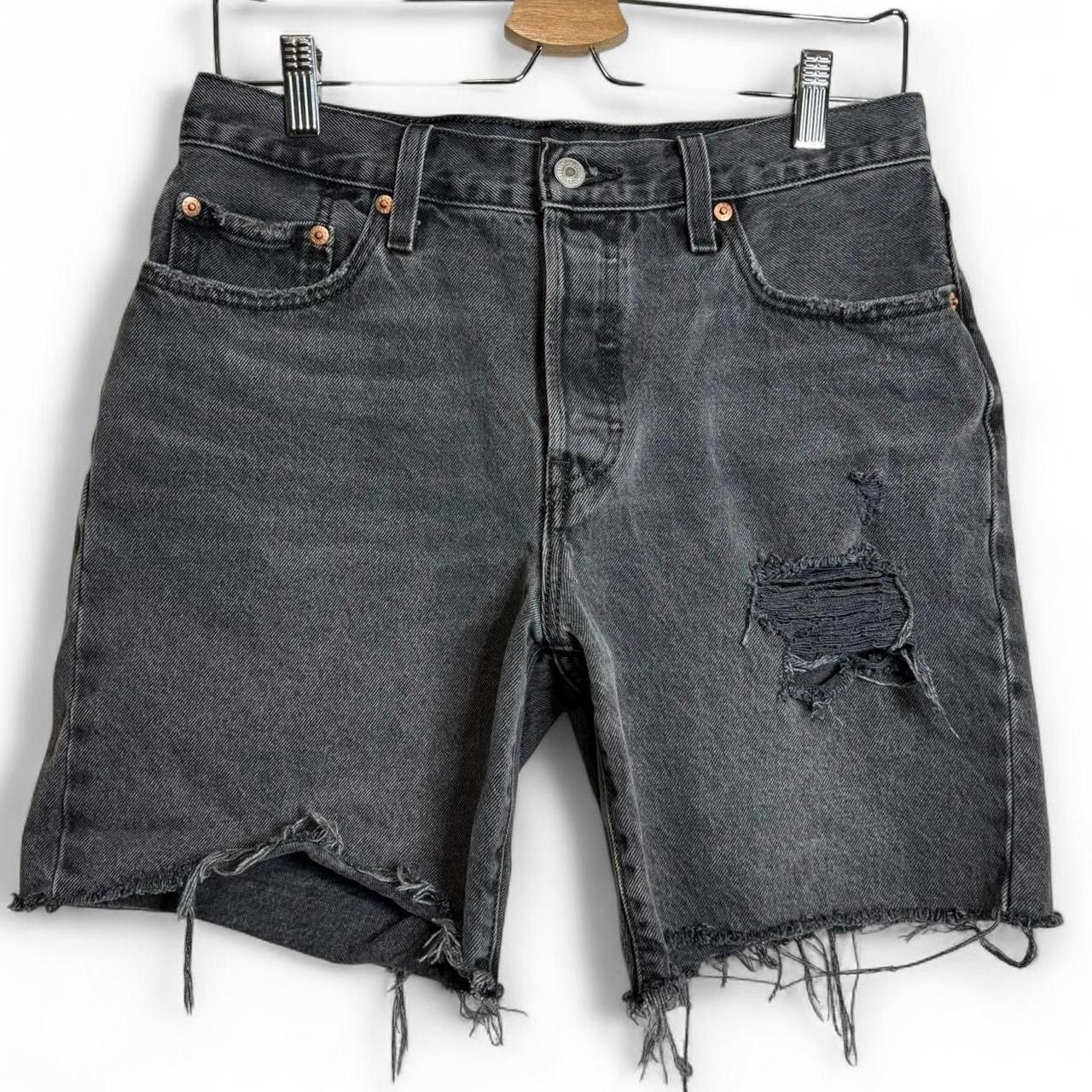 Levi's Vintage Style Levi's 501 Grey Distressed Cutoff Denim Shorts Size US 30 / EU 46 - 1 Thumbnail