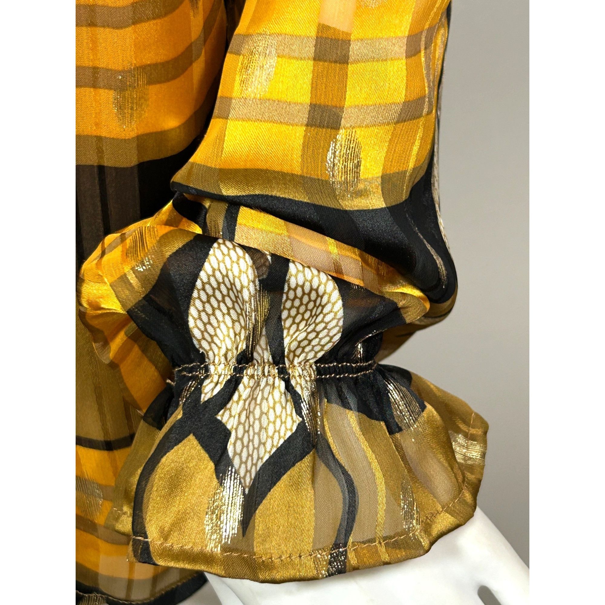 Joie Joie Blouse M Gold Yellow Orange Brown Long Puff Sleeve Ruff Size M / US 6-8 / IT 42-44 - 11 Thumbnail