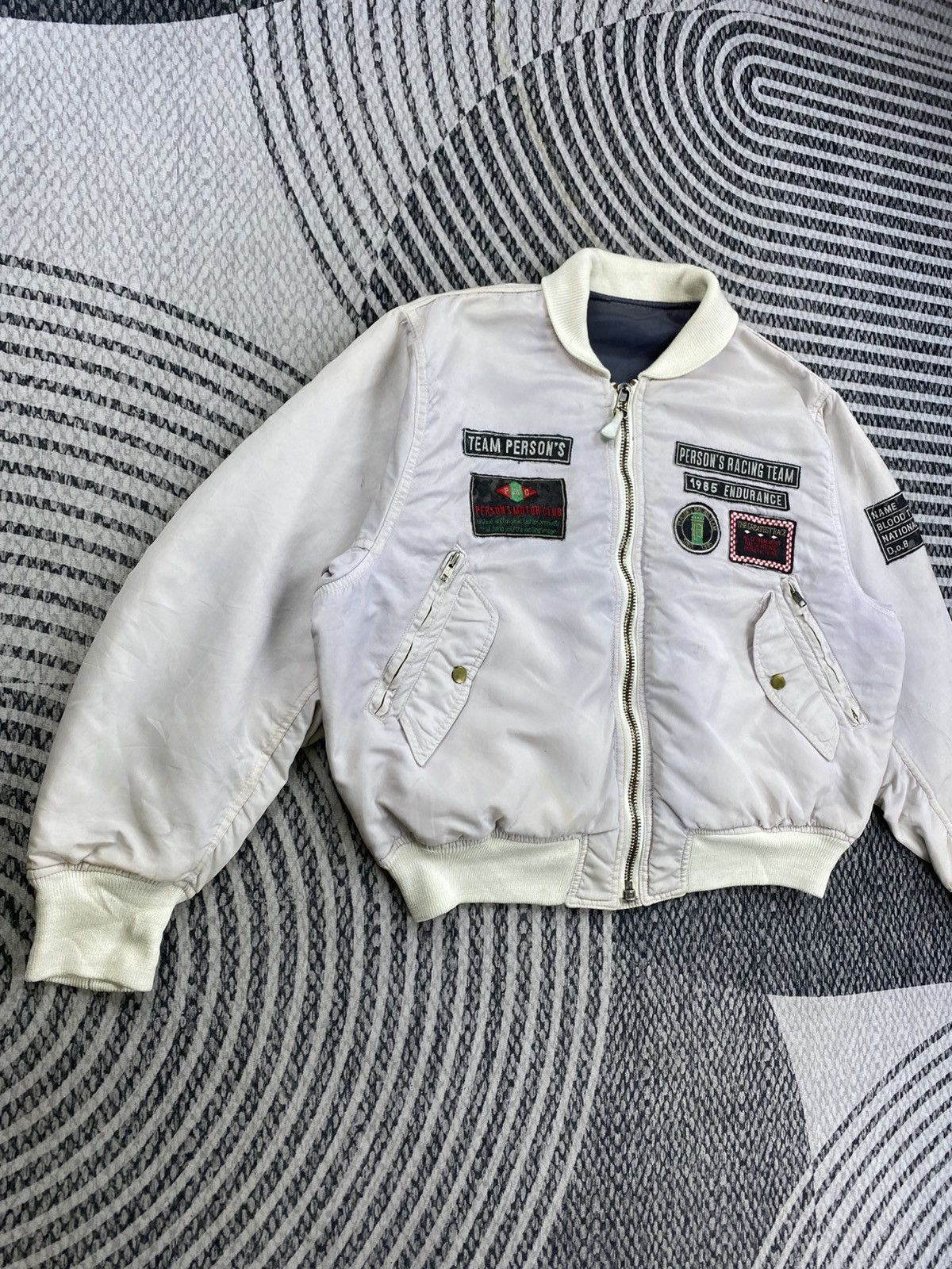 Vintage Vtg Person Racing Team Riversible Bomber Jacket With Patches Size US L / EU 52-54 / 3 - 6 Thumbnail
