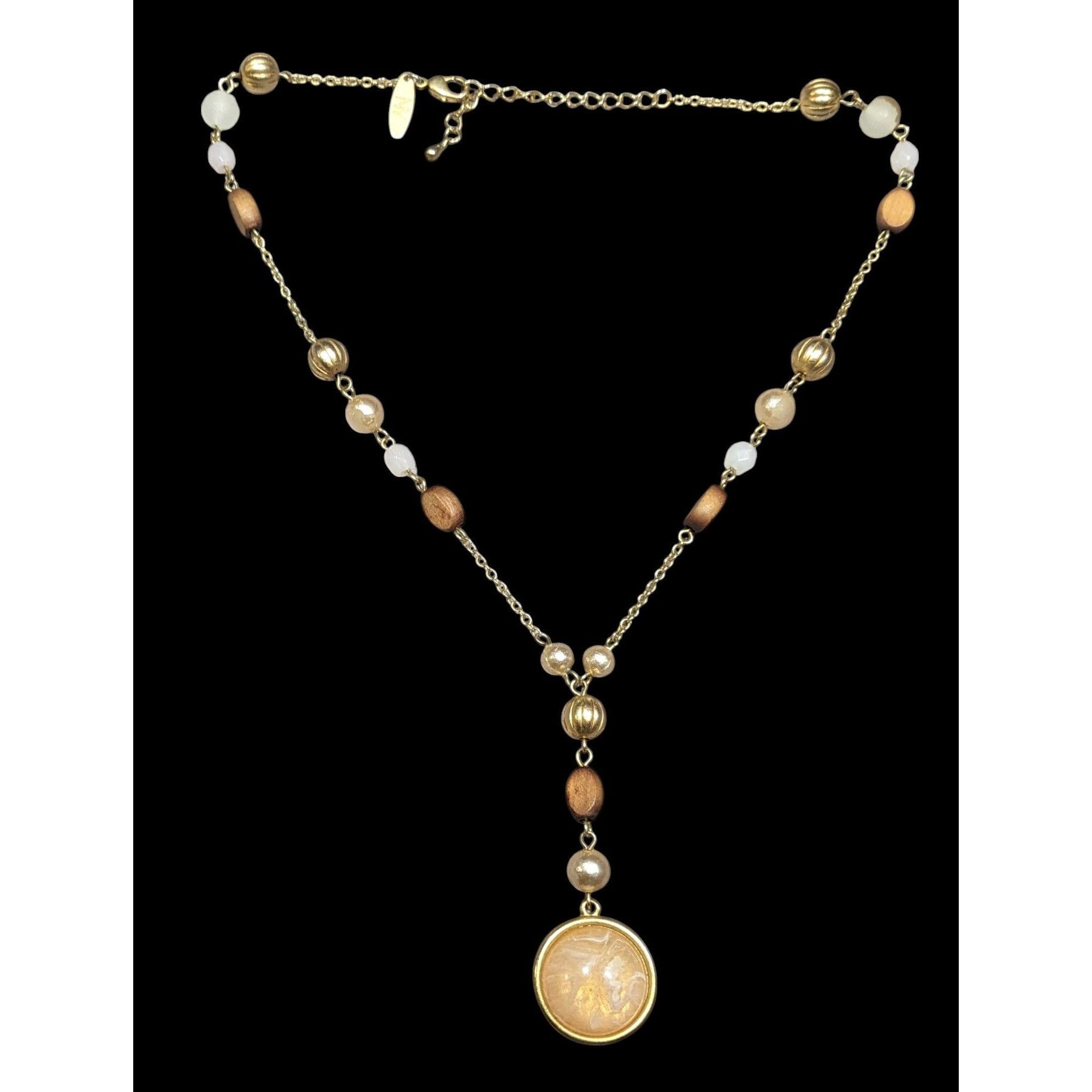 Other New York & Company Gold Tone Beaded Y Pendant Necklace Size ONE SIZE - 1 Thumbnail