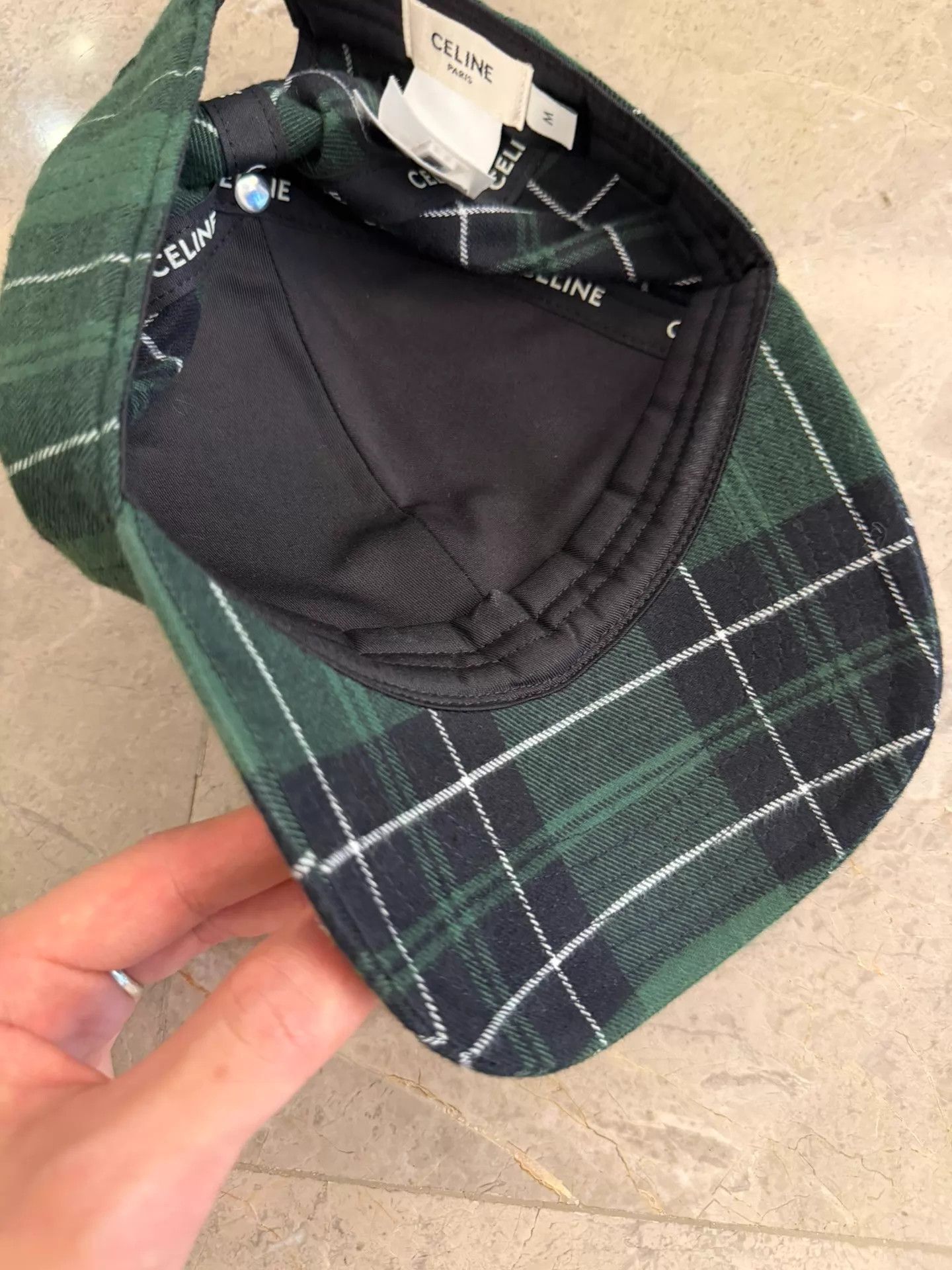 Celine Celine Hedi Slimane Green Check Logo Baseball Cap M Size ONE SIZE - 7 Thumbnail