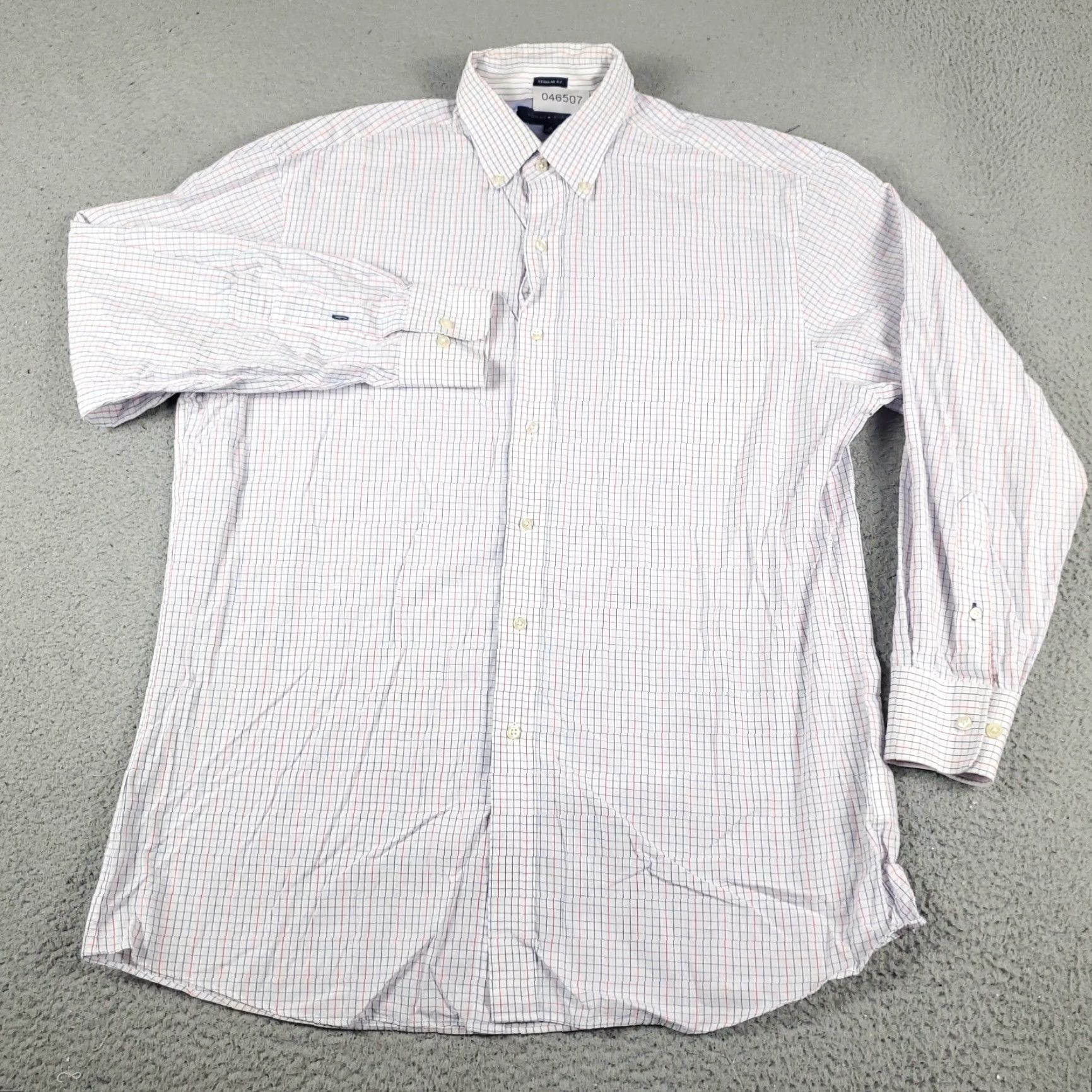 Tommy Hilfiger Tommy Hilfiger Dress Shirt Mens 16 Blue White Check Button Up Long Sleeve Regular Collar Point 100% Cotton Classic American Preppy Mens Size 42R - 2 Thumbnail
