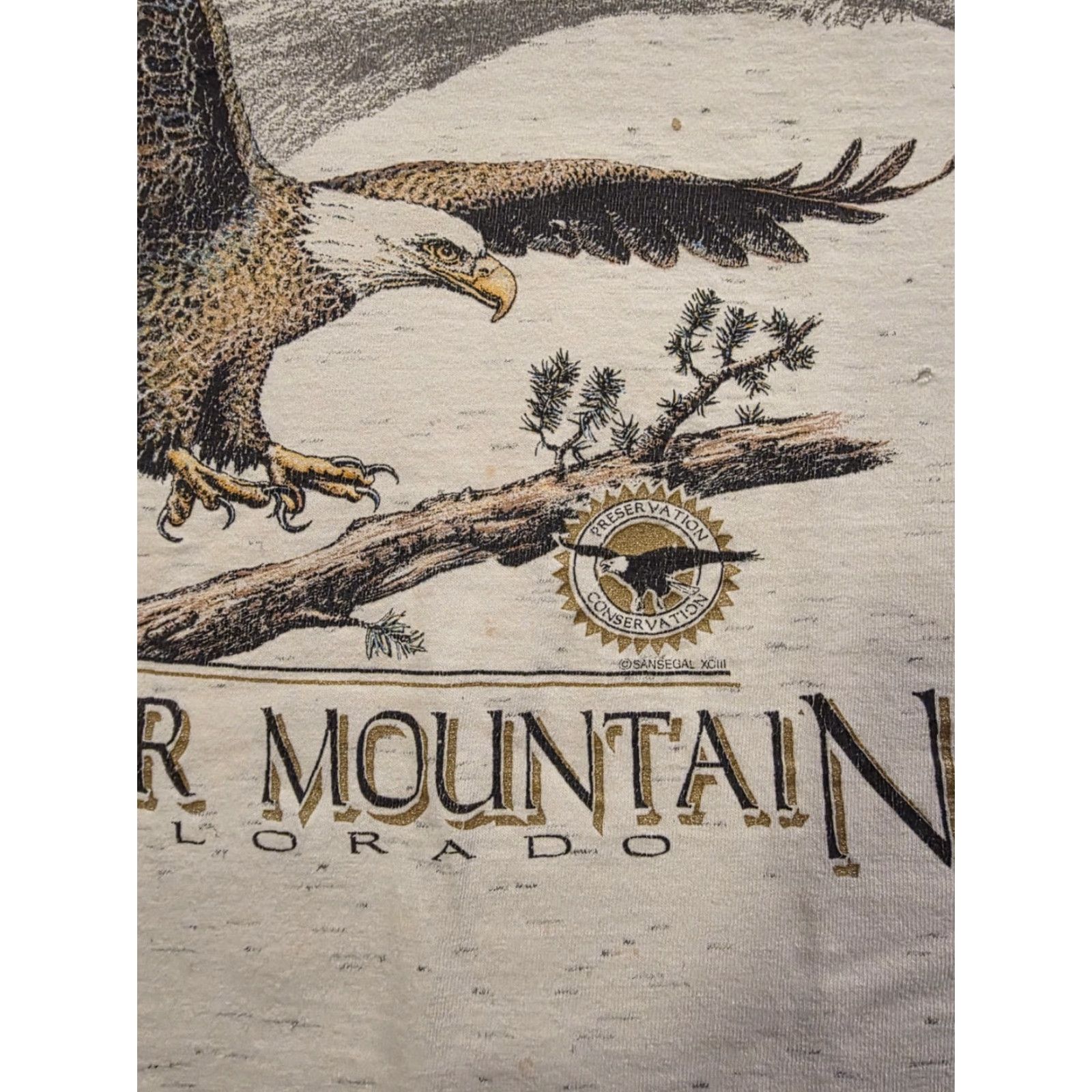 Vintage VINTAGE San Segal T-Shirt Shirt Graphic Print Bald Eagle Double-Sided Gray Cotton Large Mens 90s Nature Animals Crew Neck Short Sleeve Size US L / EU 52-54 / 3 - 6 Thumbnail