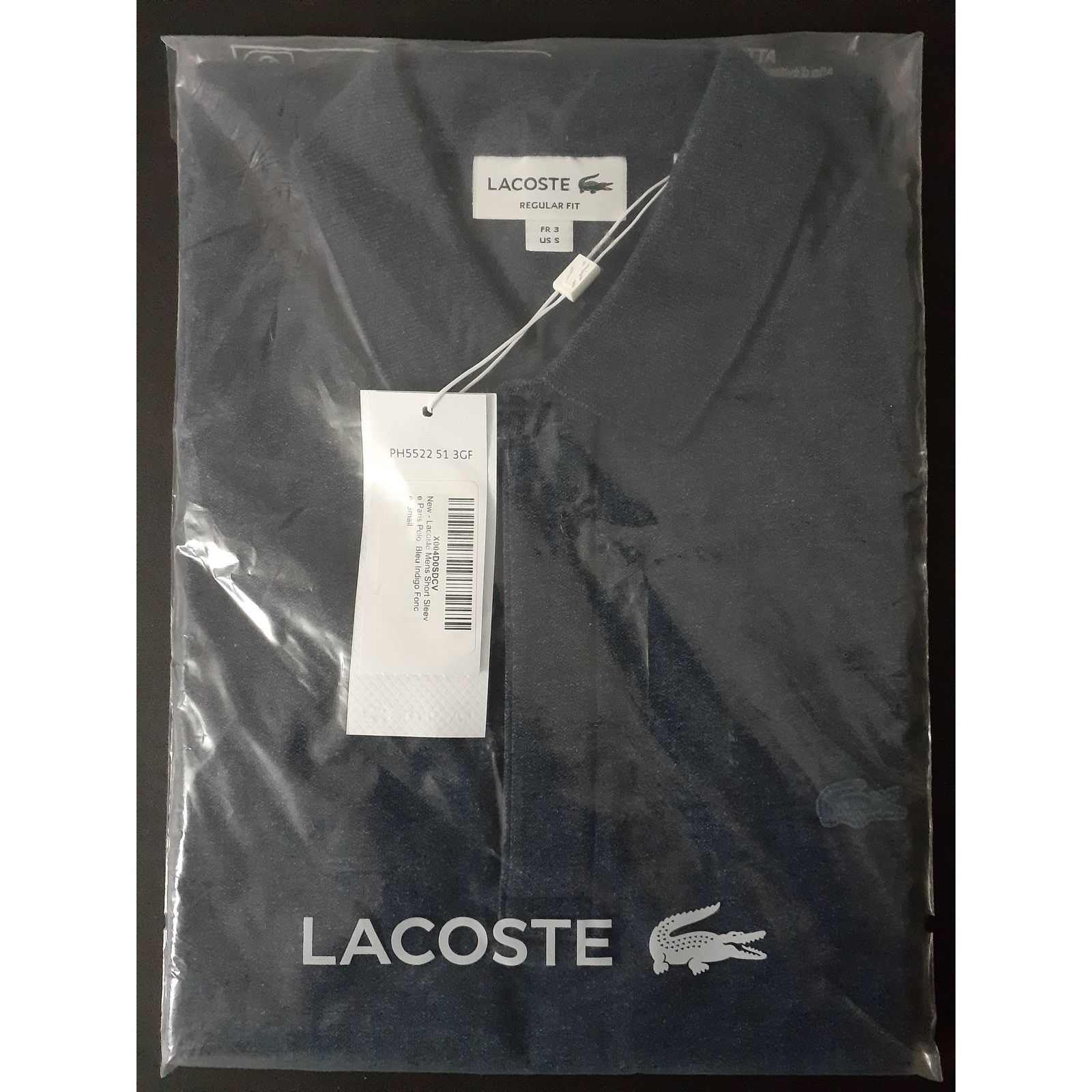 Lacoste Mens Short Sleeve Paris Polo Bleu Indigo Fonce S