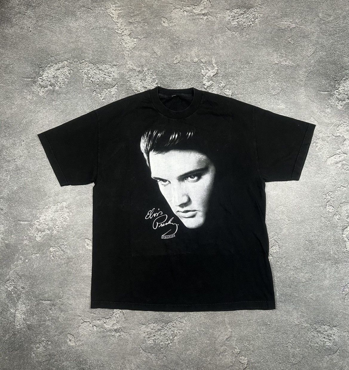 Band Tees × Vintage Elvis Presley Vintage 90s Portrait Tee XL Black Size US XL / EU 56 / 4 - 1 Thumbnail