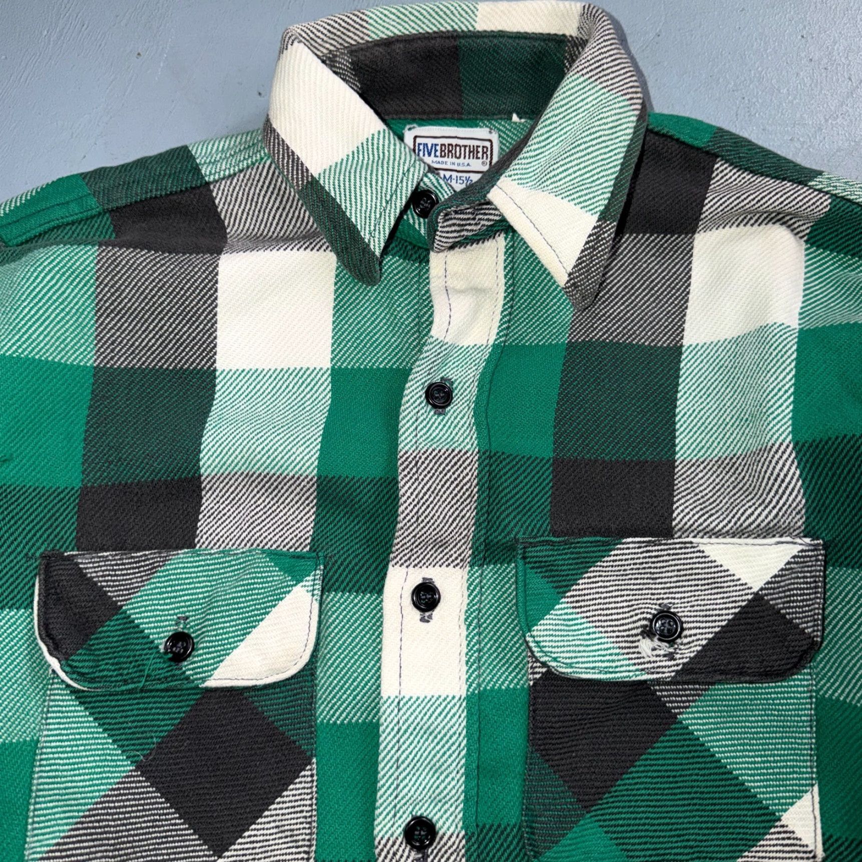 Vintage VTG Five Brother Shirt Mens M Shadow Plaid Flannel USA Green 1980s 80s Black Size US M / EU 48-50 / 2 - 4 Thumbnail