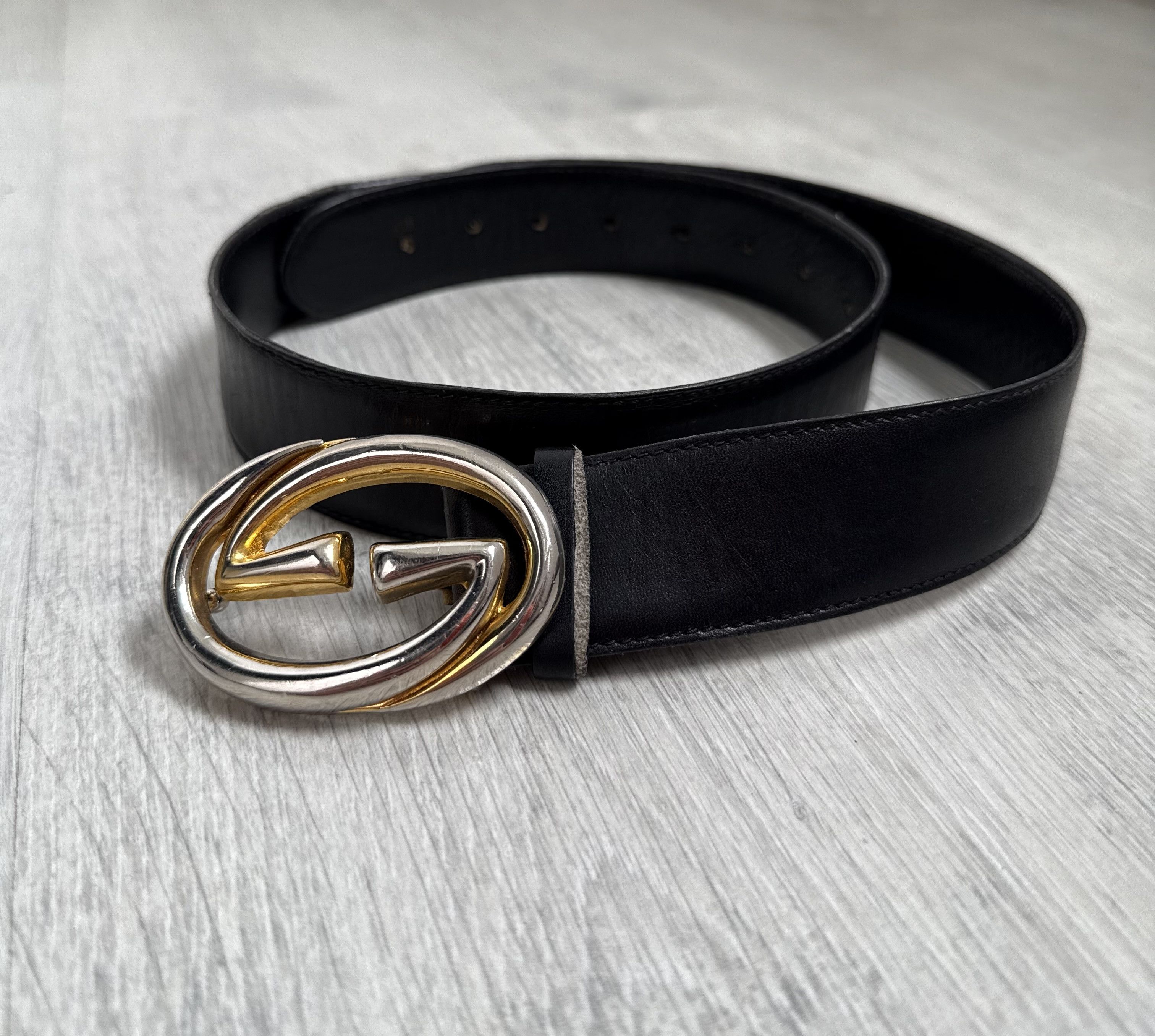 Gucci Vintage Gucci Interlocking GG Belt Black Leather Size ONE SIZE - 1 Thumbnail