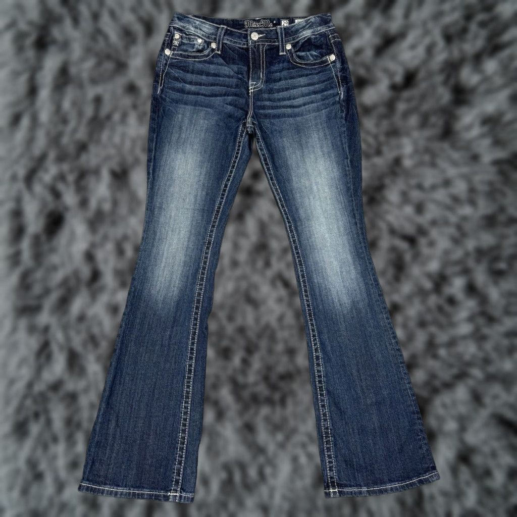 MISS ME Jeans Womens 29 Mid Rise Bootcut Denim Embellished