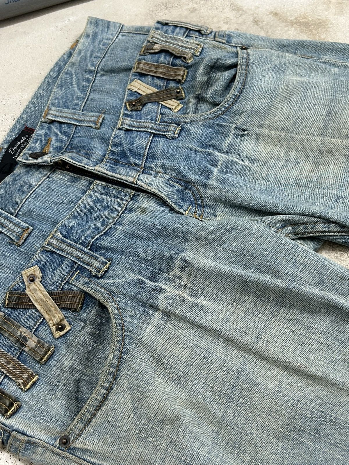 If Six Was Nine Vintage Dominate Double Waist Belt Loop Light Dirty Washed Size US 33 - 11 Thumbnail