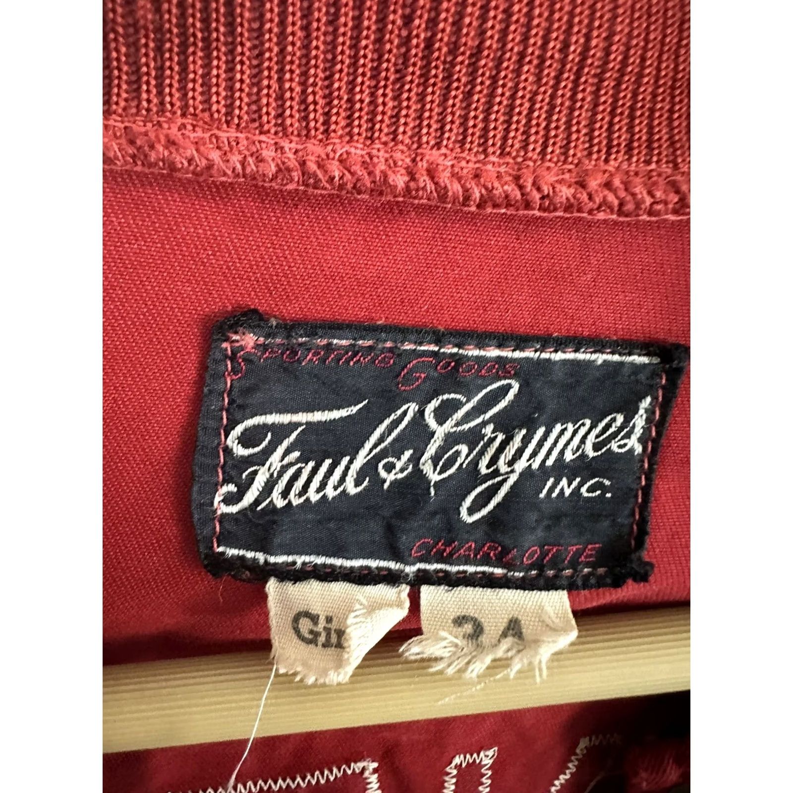 Vintage VTG Faul & Crymes Denton Striped Trim Varsity Bomber Jacket Sz 34 Womens 34 Red Size XXS / US 00 / IT 34 - 3 Thumbnail