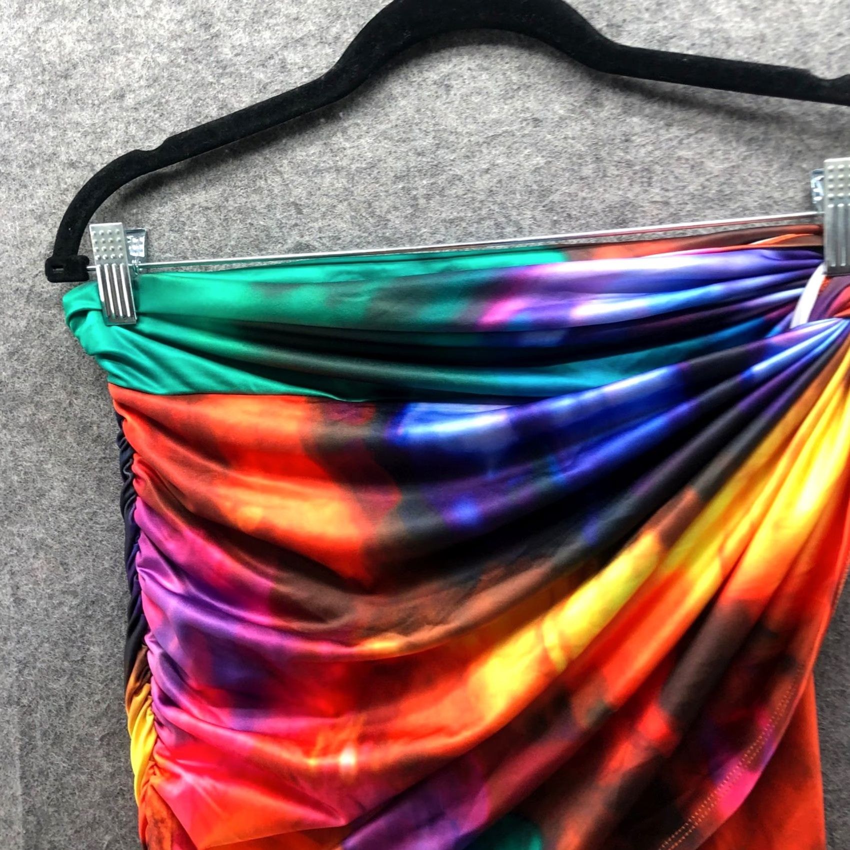 Rainbow NWT MICAS Ruched Wrap Rainbow Mini Skirt Womens M Tie Dye Bodycon Pull On Skirt Size 32" / US 10 / IT 46 - 5 Thumbnail