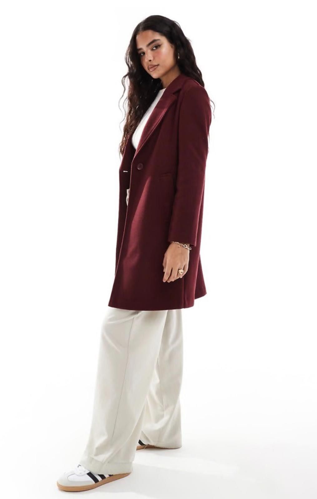 Other *NWT* STRADIVARIUS Wool Look Jacket in Burgundy (X-SMALL) Size XS / US 0-2 / IT 36-38 - 2 Thumbnail